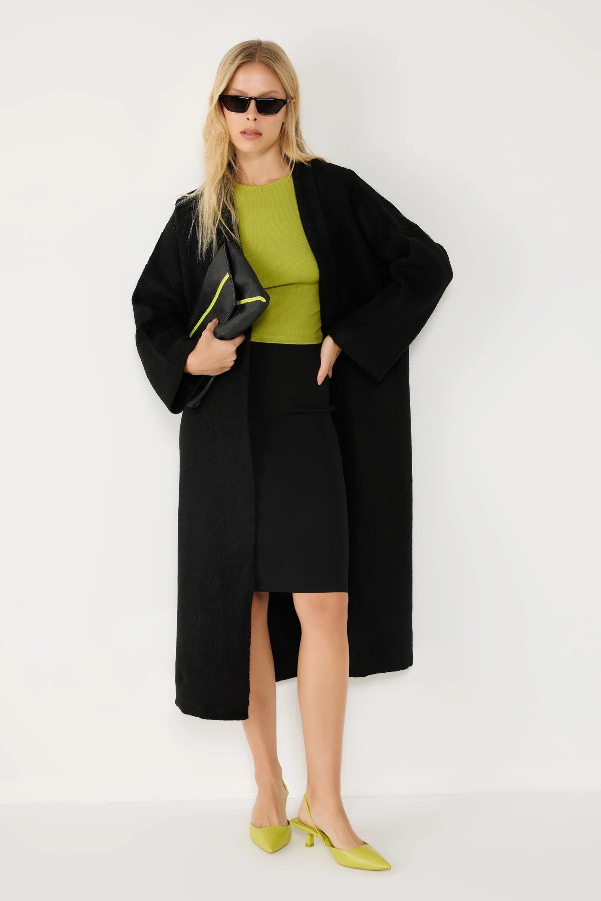 Blusenjacke Lange Strickjacke im Glamour-Stil