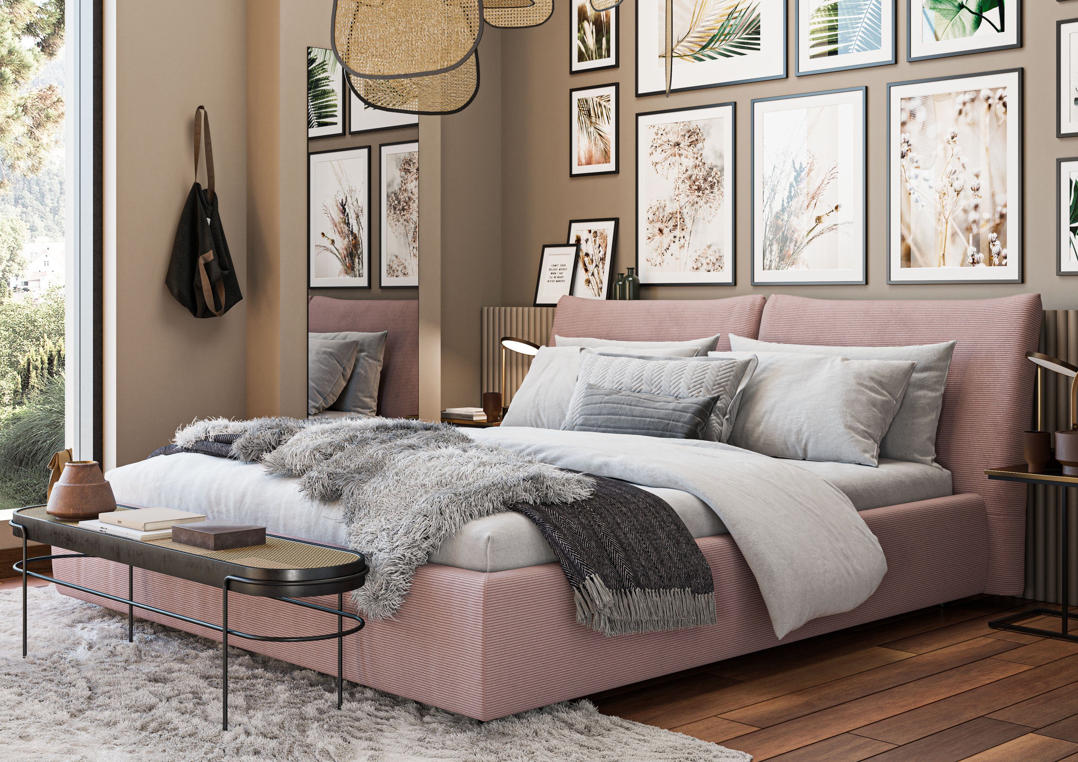 PLACES OF STYLE Polsterbett "Priora in 4 Breiten bis 200cm" auch in NaturLE günstig online kaufen