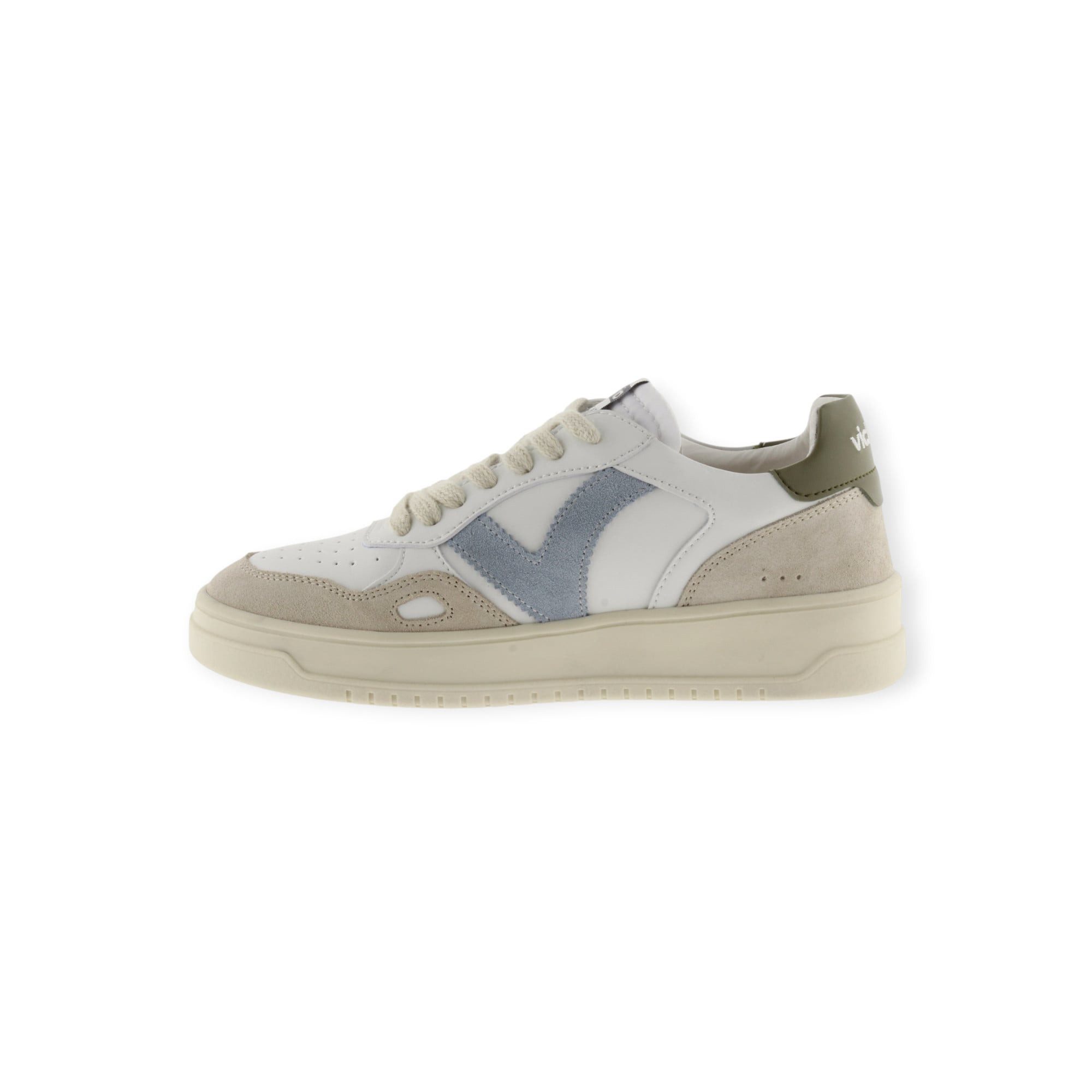 Victoria Seul (Lederoptik/Velourleder) - weiss/beige/khakigrün Sneaker