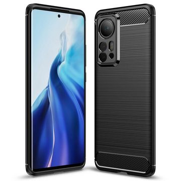 CoverKingz Handyhülle Hülle für Xiaomi 12 Pro Handyhülle Silikon Case Cover Carbonfarben 17,09 cm (6,73 Zoll), Handyhülle Bumper Silikoncover Softcase Carbonfarben