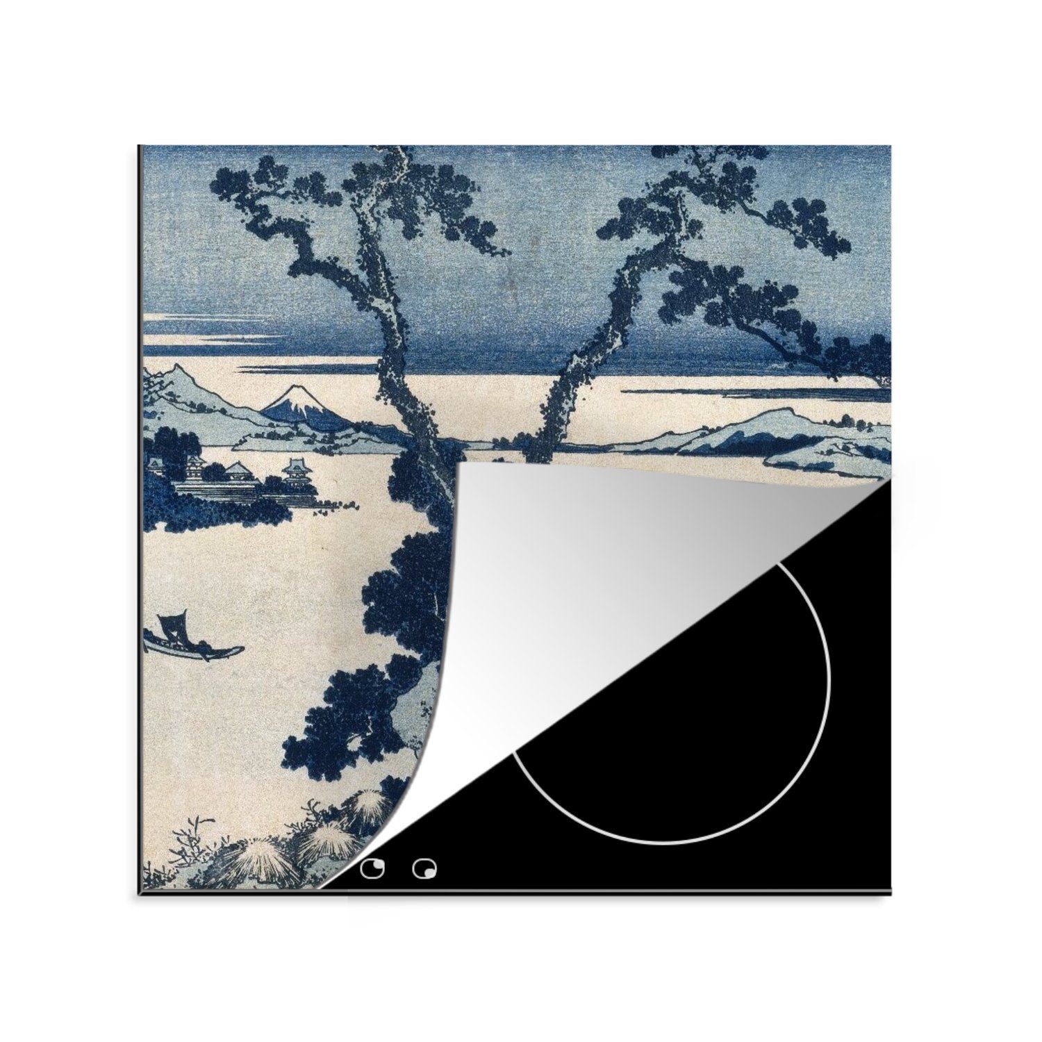MuchoWow Herdblende-/Abdeckplatte Blick auf den Berg Fuji - Gemälde von Katsushika Hokusai, Vinyl, (1 tlg), 78x78 cm, Ceranfeldabdeckung, Arbeitsplatte für küche