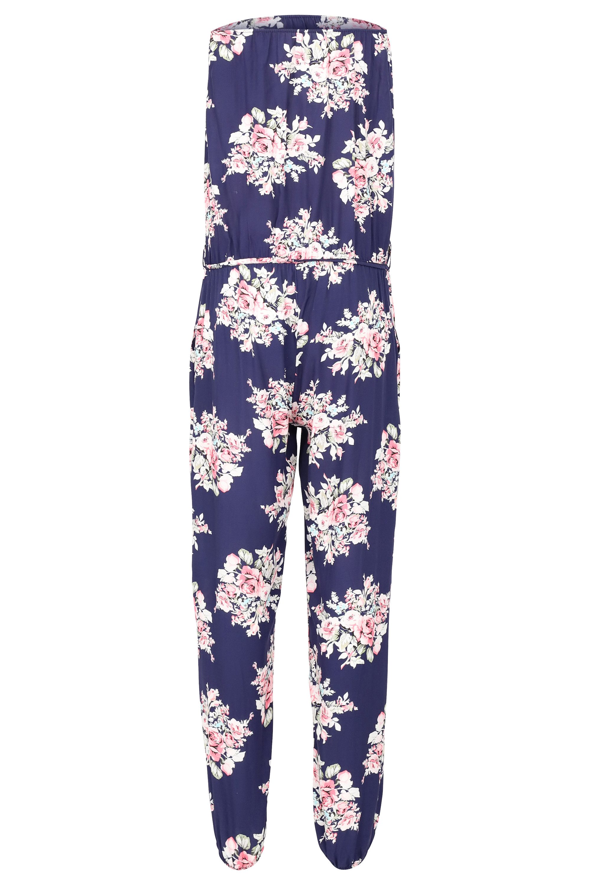 malito more than fashion Jumpsuit malito Damen Einteiler geblümt, Overall mit Stoffgürtel, Jumpsuit mit Stoffgürtel Einheitsgröße