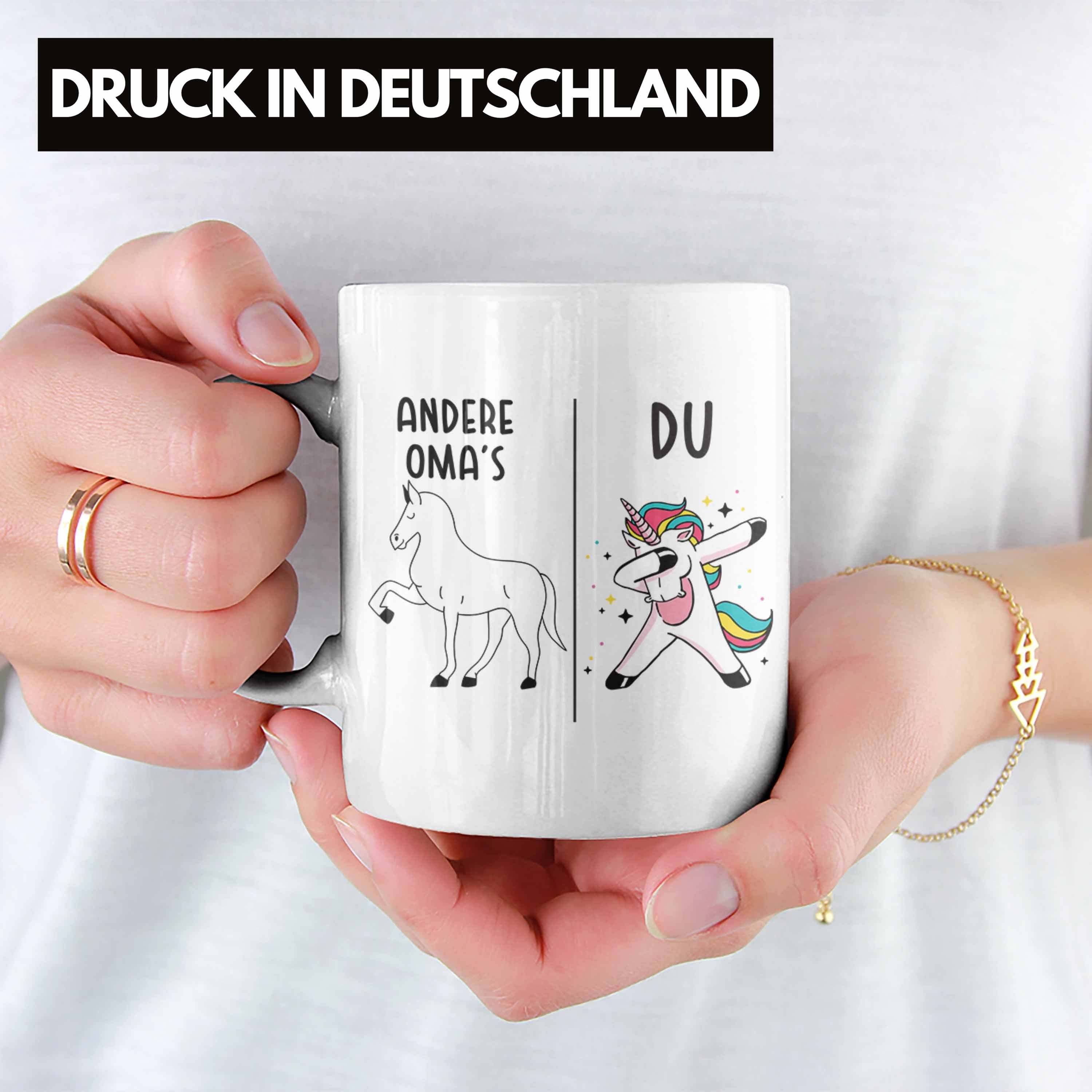 Geschenk - Kaffeetasse Beste Einhorn Trendation Spruch Tasse mit Weiss Lustig Oma Tasse Trendation Großmutter