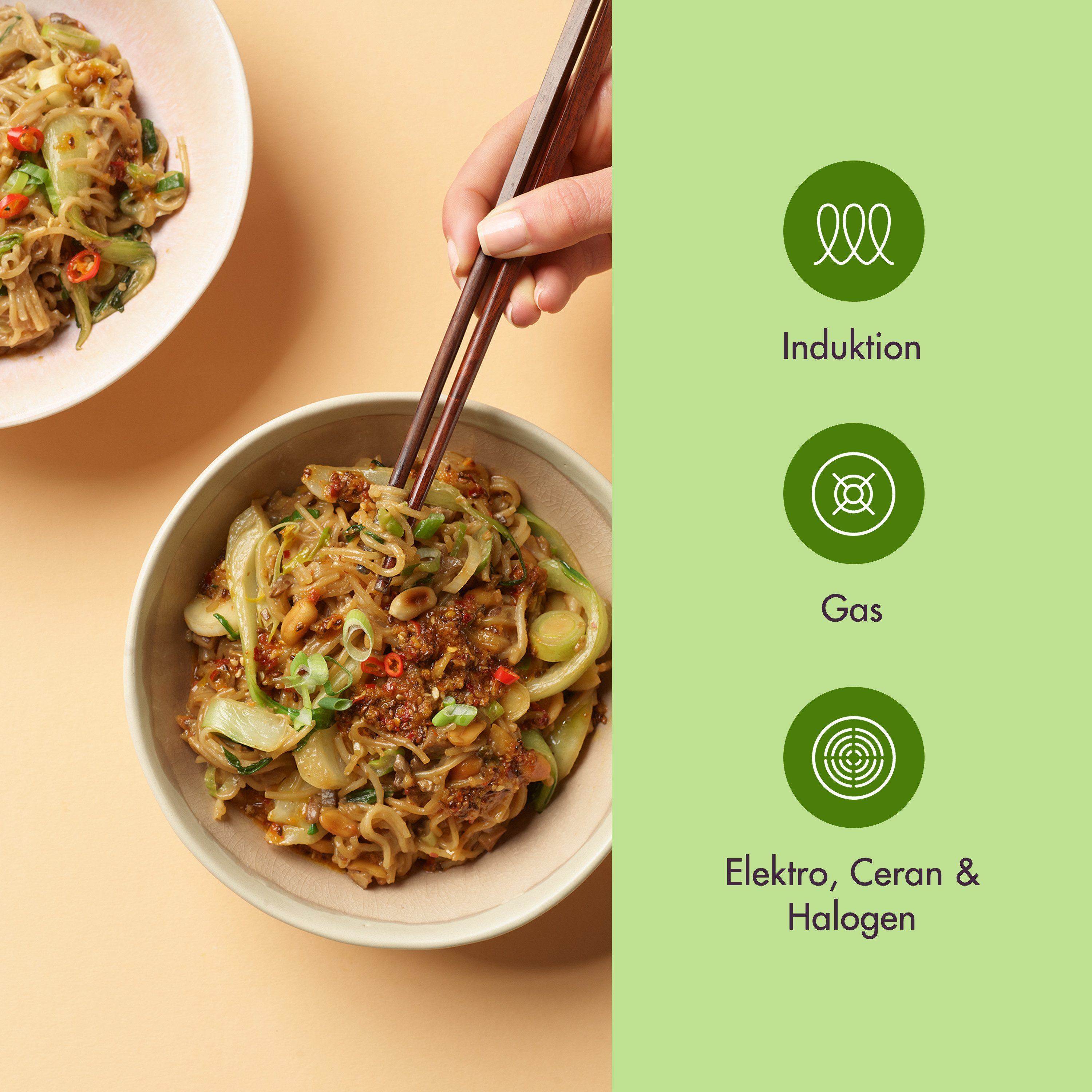Reishunger Wok Premium aus Edelstahl – Für alle Herdarten, Edelstahl (Wok mit Glasdeckel), für Induktions-, Ceran- oder Gasherd