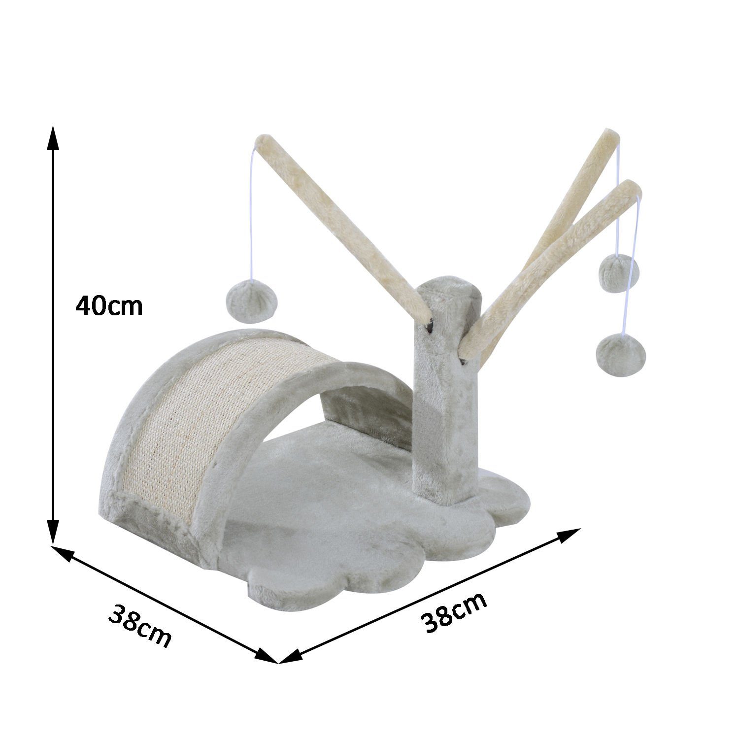 PawHut Kratzbaum Kleiner Katzenturm mit Höhle, 2 Spielball, Kletterbaum, 38L x 38W x 40H cm