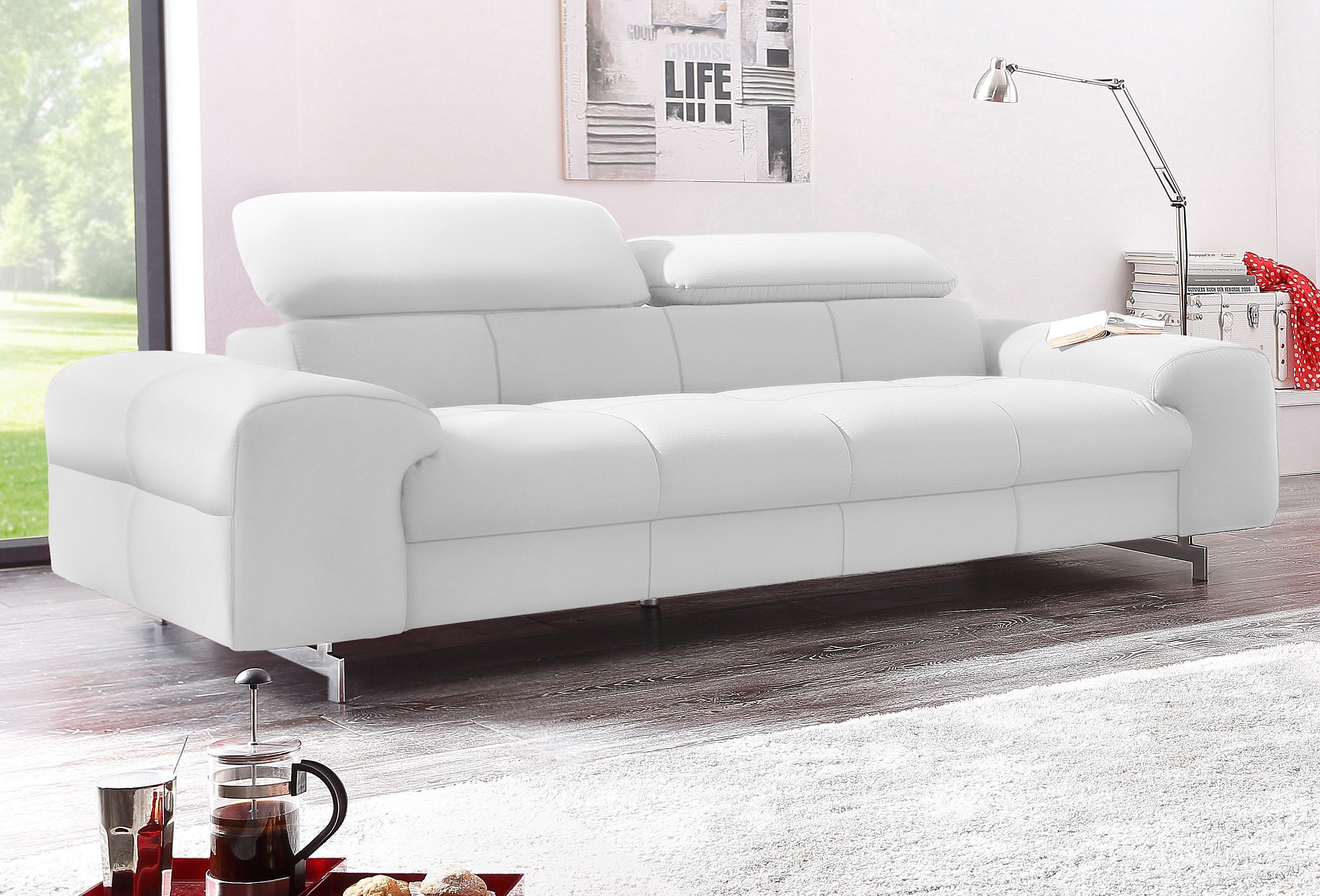 COTTA 3-Sitzer Chef, Big-Sofa mit Kopfteilverstellung, edle Metallkufen günstig online kaufen