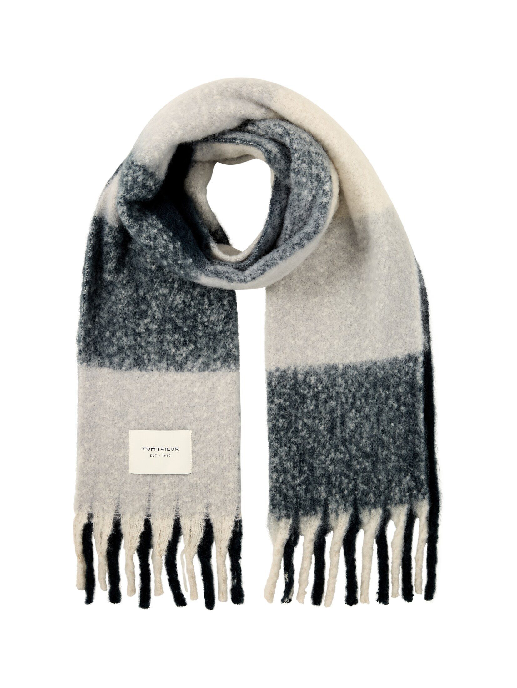 TOM TAILOR Strickschal Weicher Schal mit Karomuster, Weicher Schal mit Karomuster