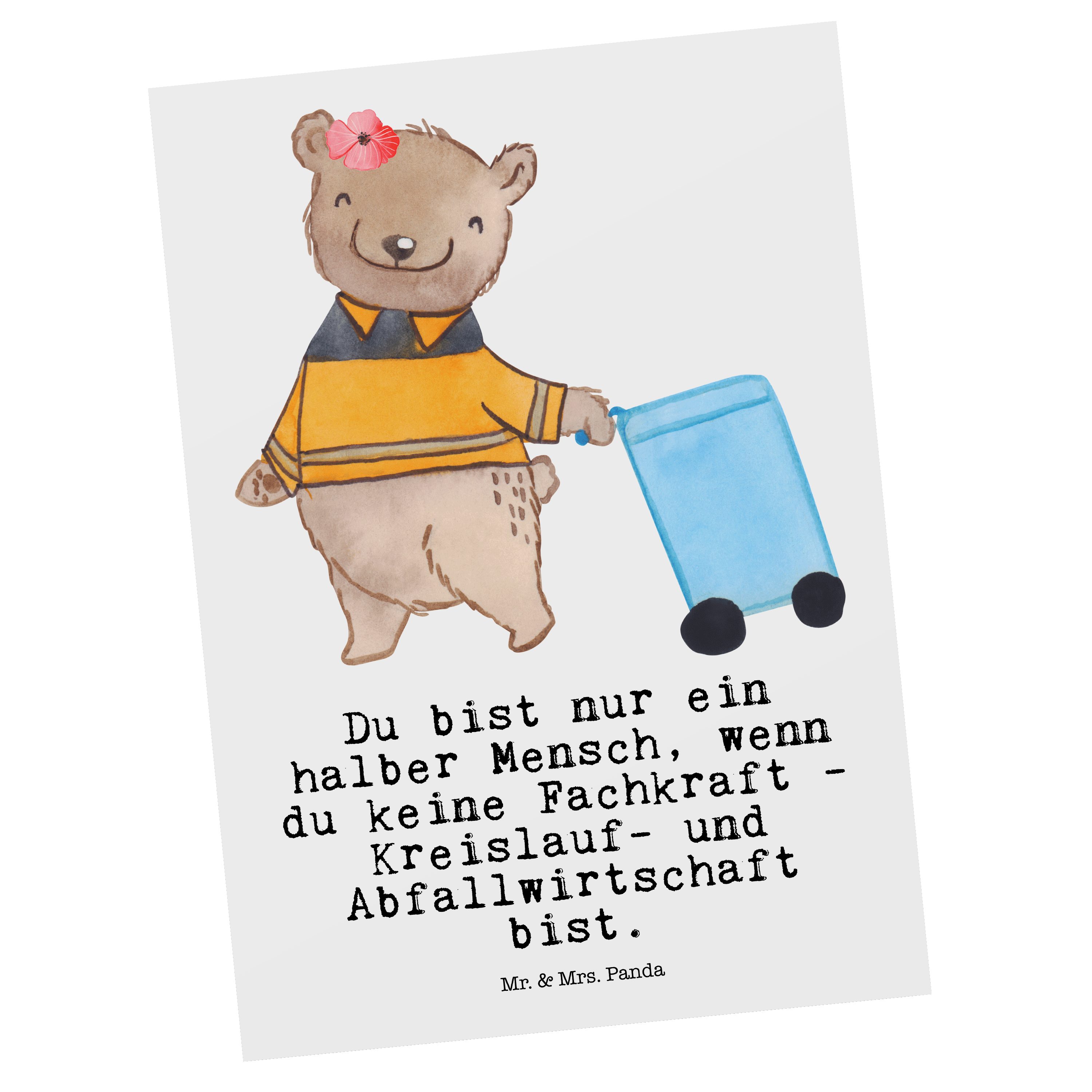 Abfallwirtschaft mit Mr. Weiß & Geschen - - Kreislauf- Panda Postkarte Herz und - Fachkraft Mrs.
