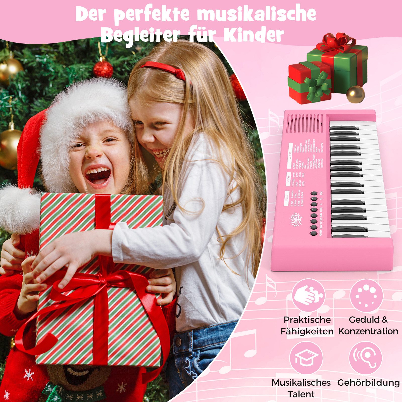 COSTWAY Home-Keyboard (1-St), Kinder Klavier Keyboard, 37 Tasten E-Piano, tragbar