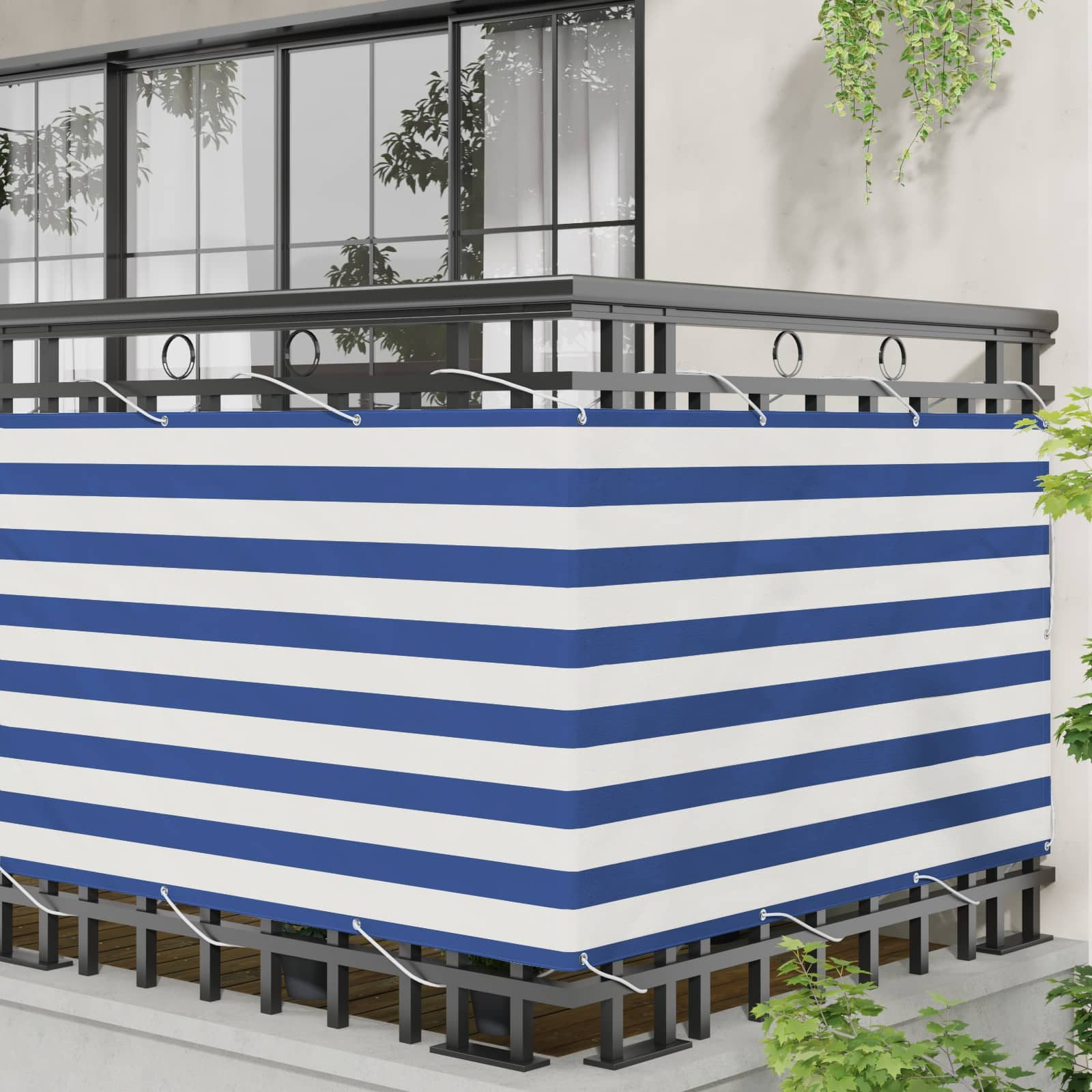 vidaXL Balkonsichtschutz Balkonsichtschutz 100 x 700 cm Oxford-Stoff Rechteckig (1-St)