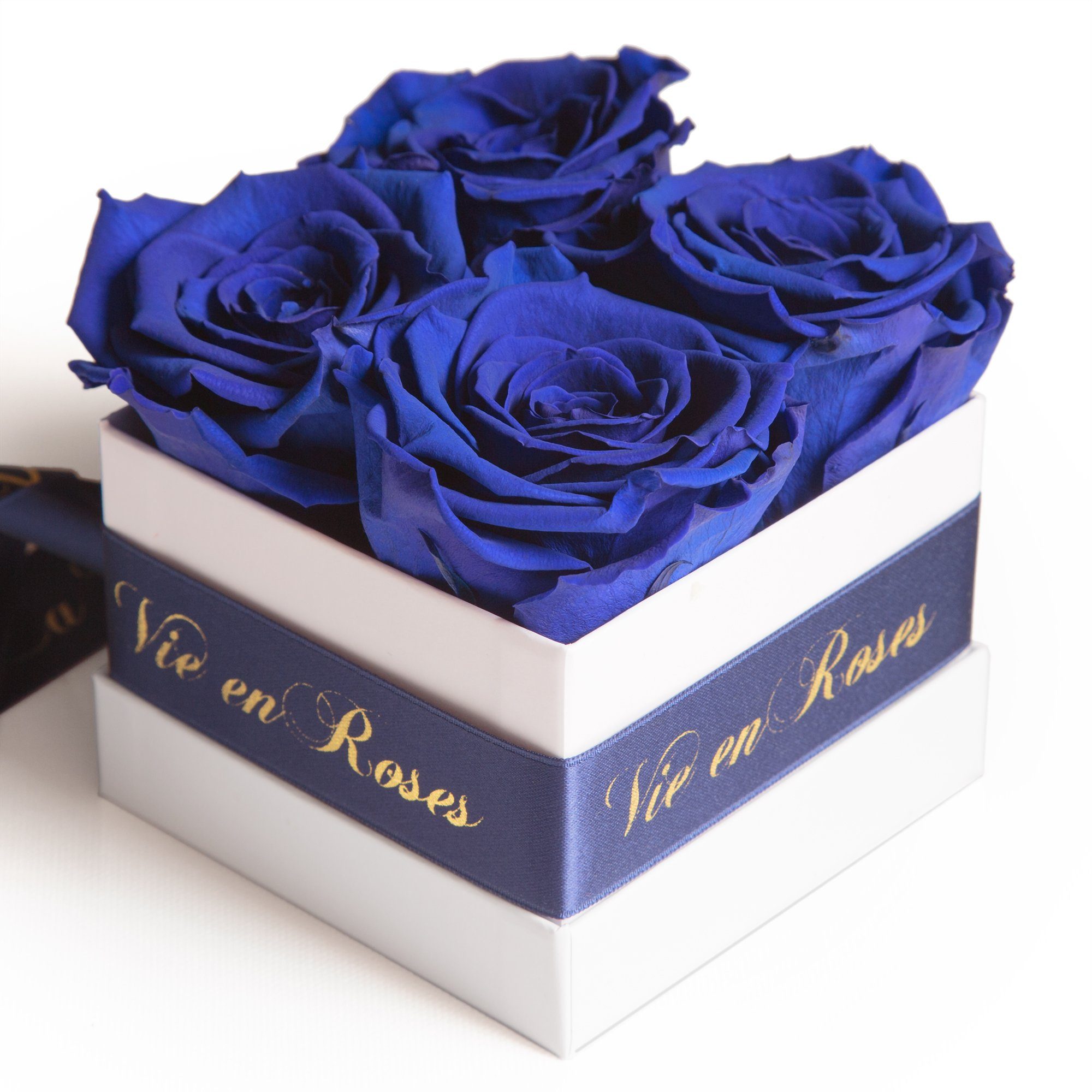 Heidelberg, Rosenbox cm, weiß Rose, Frauen blau Kunstblume zum Rosen 8.5 Höhe für Poesie Deko für Damen Infinity SCHULZ ROSEMARIE Geschenk Valentinstag