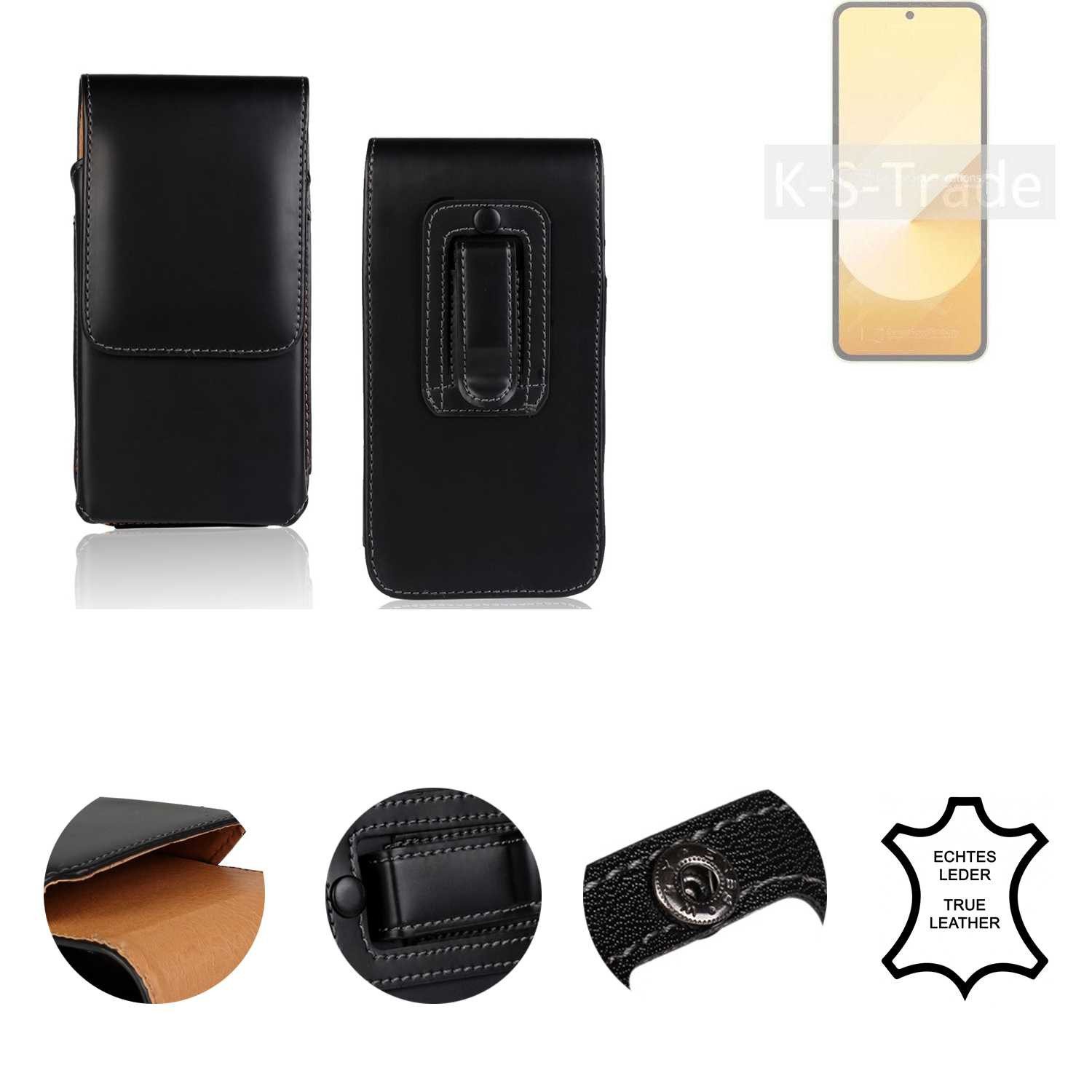 K-S-Trade Handyhülle für Samsung Galaxy Z Flip6, Holster Gürteltasche Handy Hülle Schutzhülle Handyhülle Leder