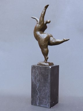 AFG Dekoobjekt Bronze Figur einer korpulenten Tänzerin auf Marmorsockel