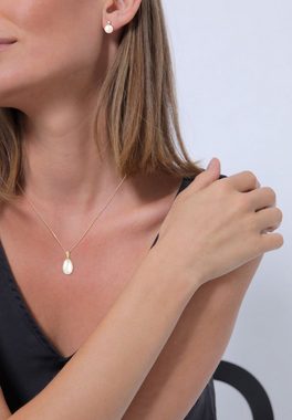 Elli DIAMONDS Schmuckset Klassisch Perle Diamant (0.11 ct) 585 Gelbgold