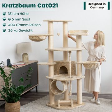 Happypet Kratzbaum CAT021, Gesamthöhe: ca. 181 cm, Haus: ca. 30 x 34 x 34 cm