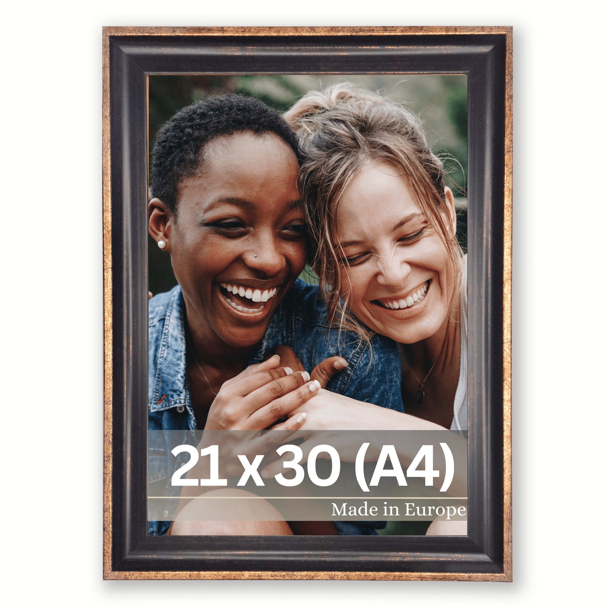 Victor (Zenith) Bilderrahmen Pablo, Bilderrahmen Schwarz Gold 21x30 cm A4, günstig online kaufen