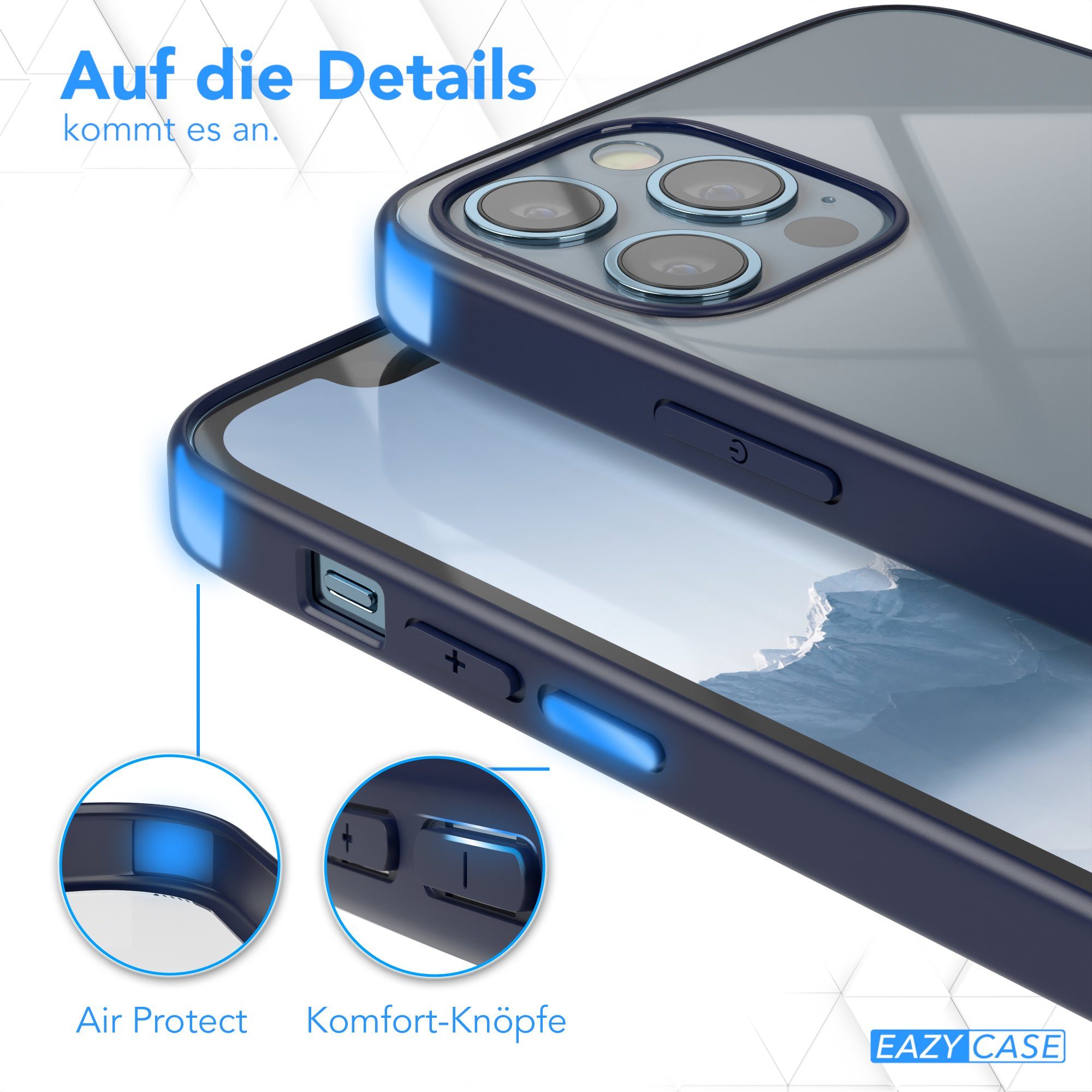 EAZY CASE Handyhülle Bumper Case für Apple iPhone 12 / iPhone 12 Pro 6,1 Zoll, Handyhülle Dünn mit Kameraschutz Hybrid Handyhülle Rand Nacht Blau – Bild 4 von 5