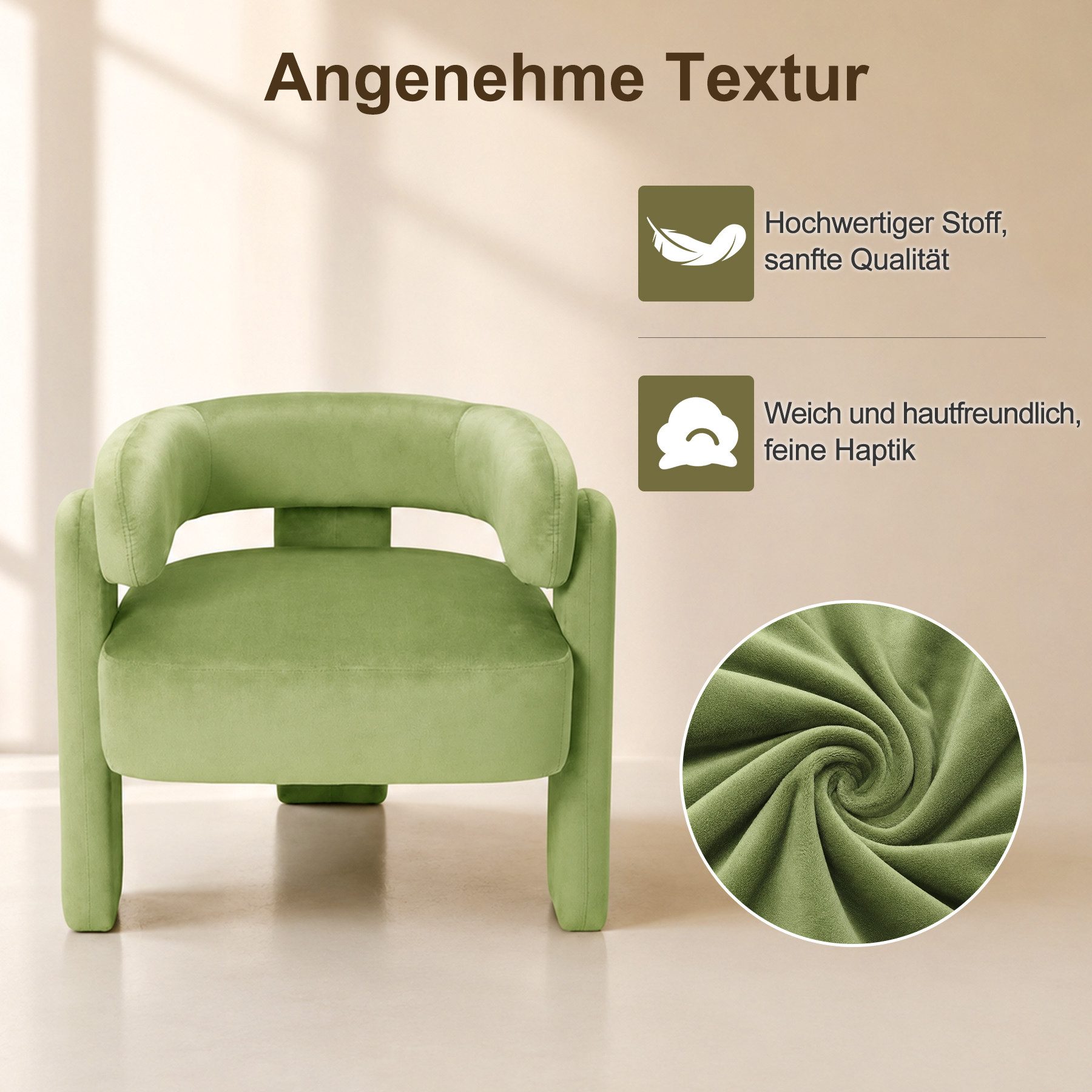 HomeMiYN Sessel Moderner sessel für Wohnzimmer und Schlafzimmer – Eleganter Samtsessel (1-St), Eleganter Ohrensessel für Wohnzimmer, Schlafzimmer bis 120 kg – Bild 4 von 5