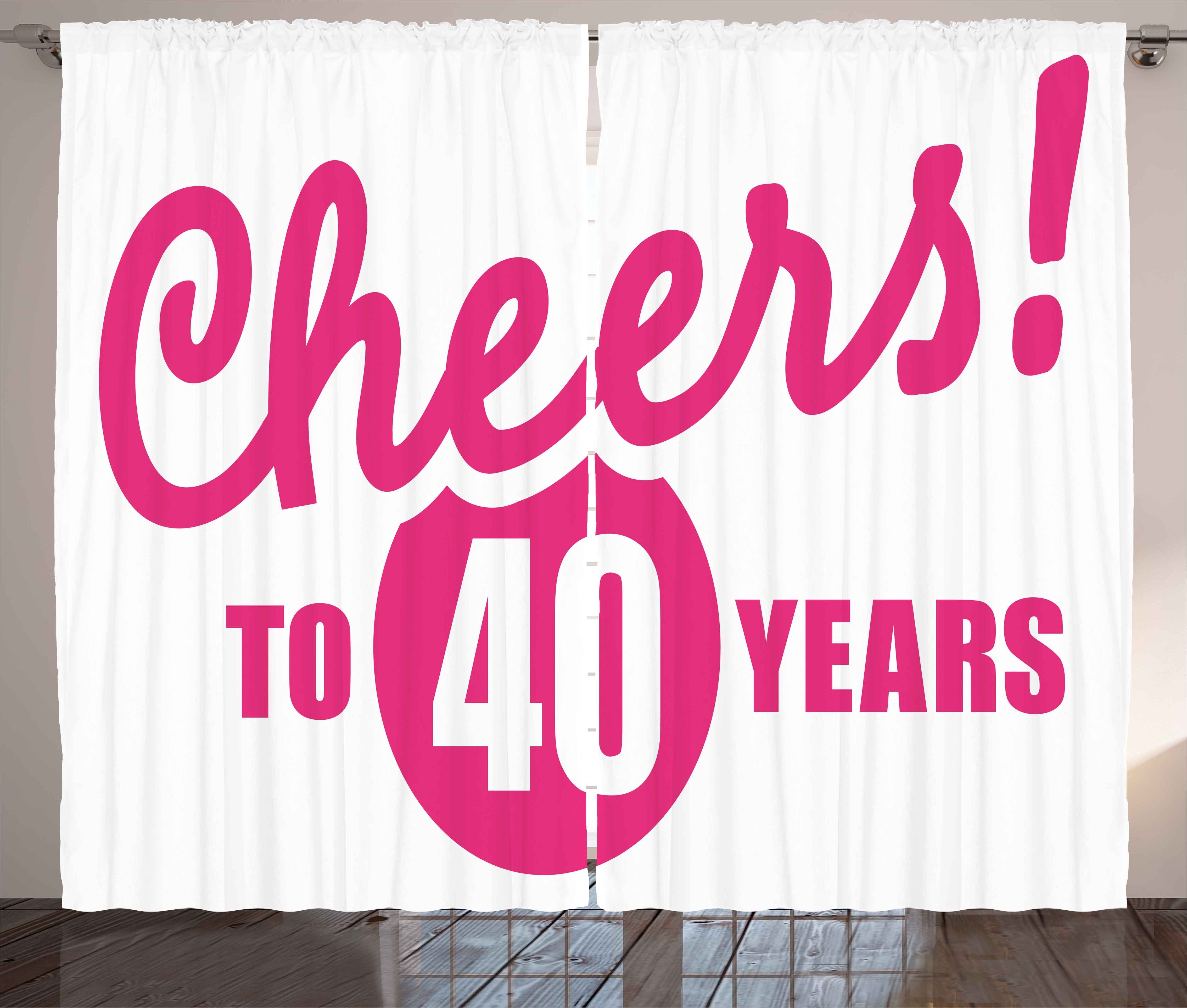 Gardine Schlafzimmer Kräuselband Vorhang mit Schlaufen und Haken, Abakuhaus, 40. Geburtstag Cheery Gruß
