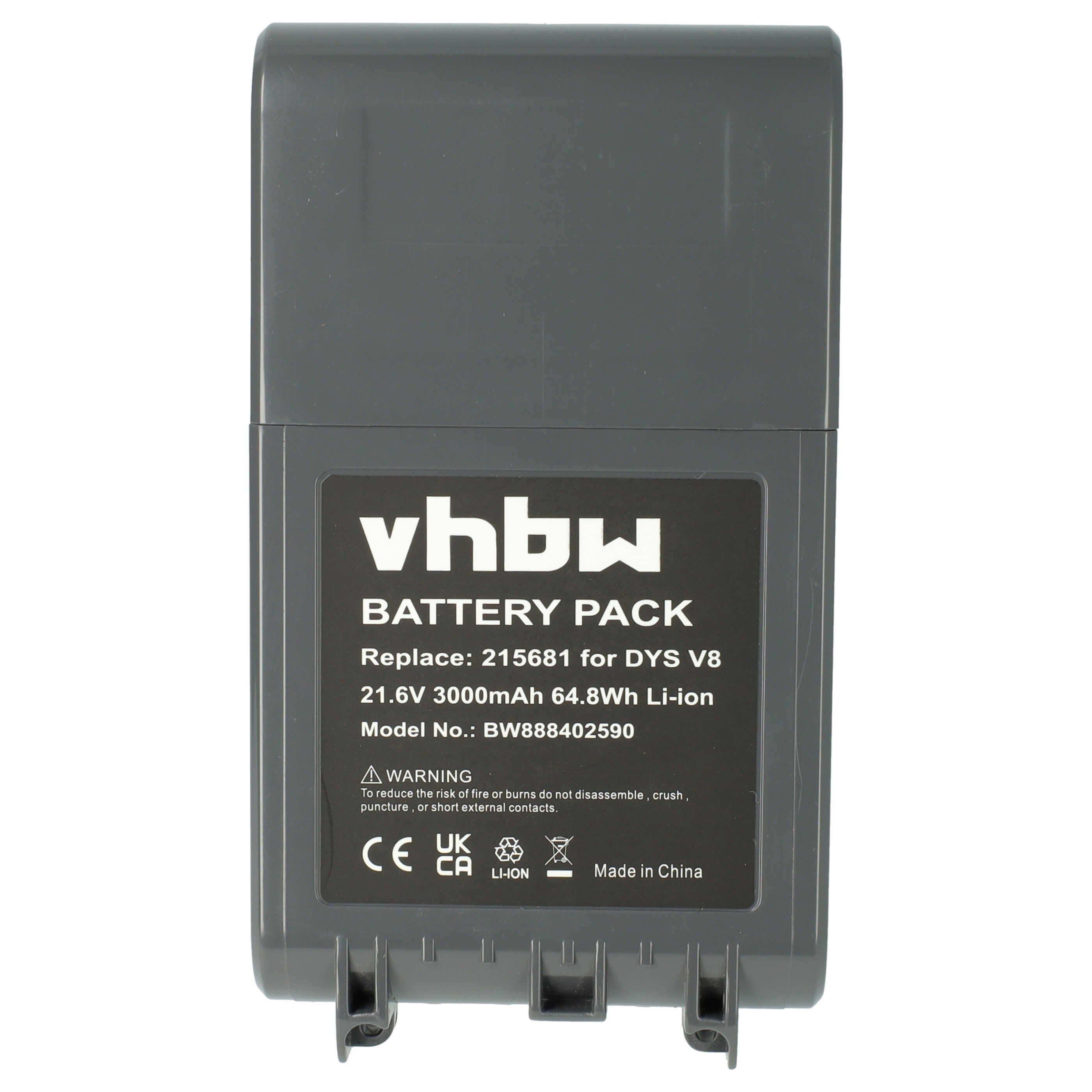 vhbw Akku passend für Dyson SV10, V8, V8 Absolute Cord-Free, SV12, V8 Staubsauger-Akku Akku Li-Ion 3000 mAh (21,6 V, 1 St), Leistungsfähiger Austausch-Akku für Ihren Staubsauger
