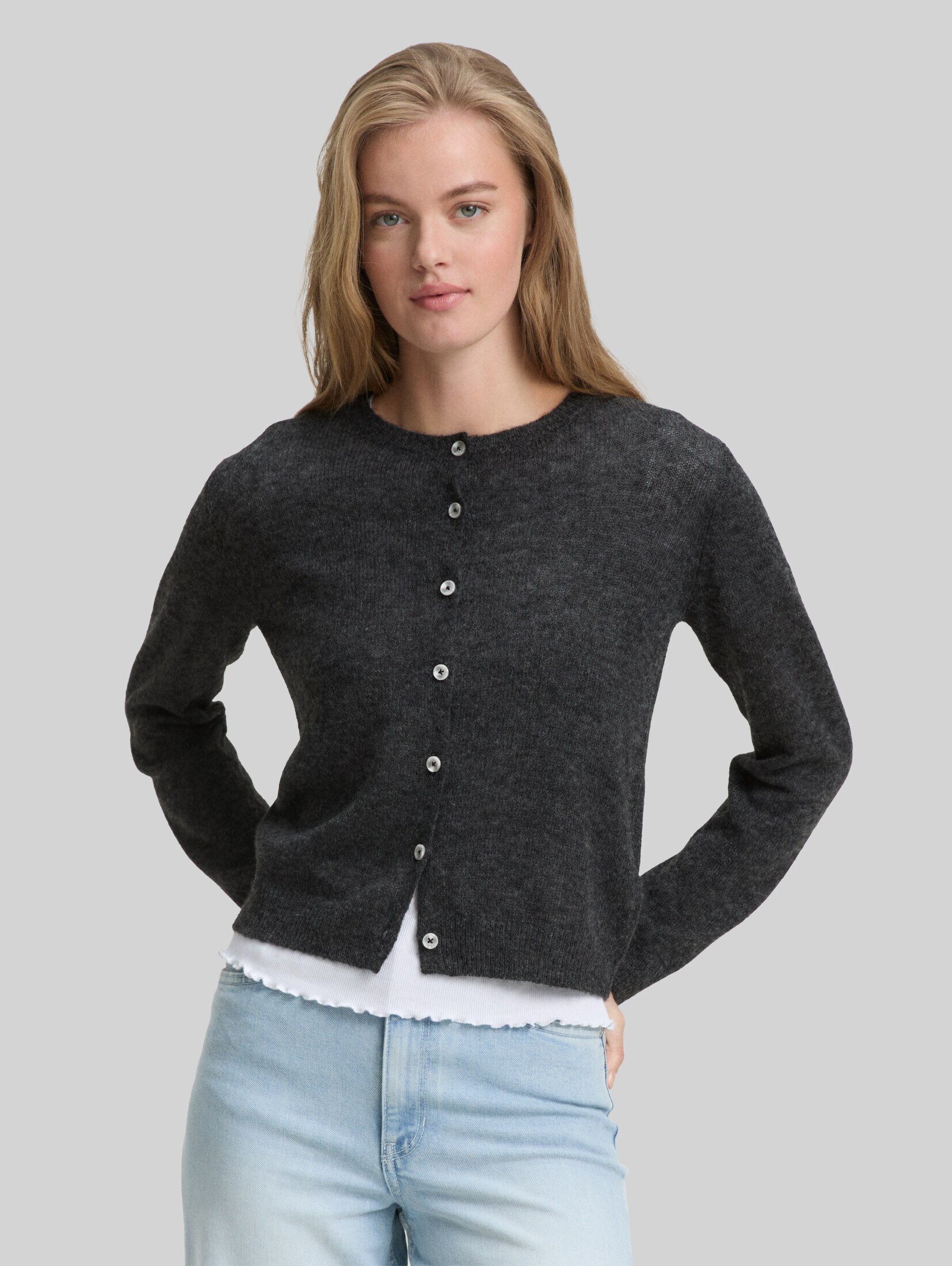 TOM TAILOR Denim Cardigan Pullover & Strickjacken Cardigan mit Rundhalsausschnitt