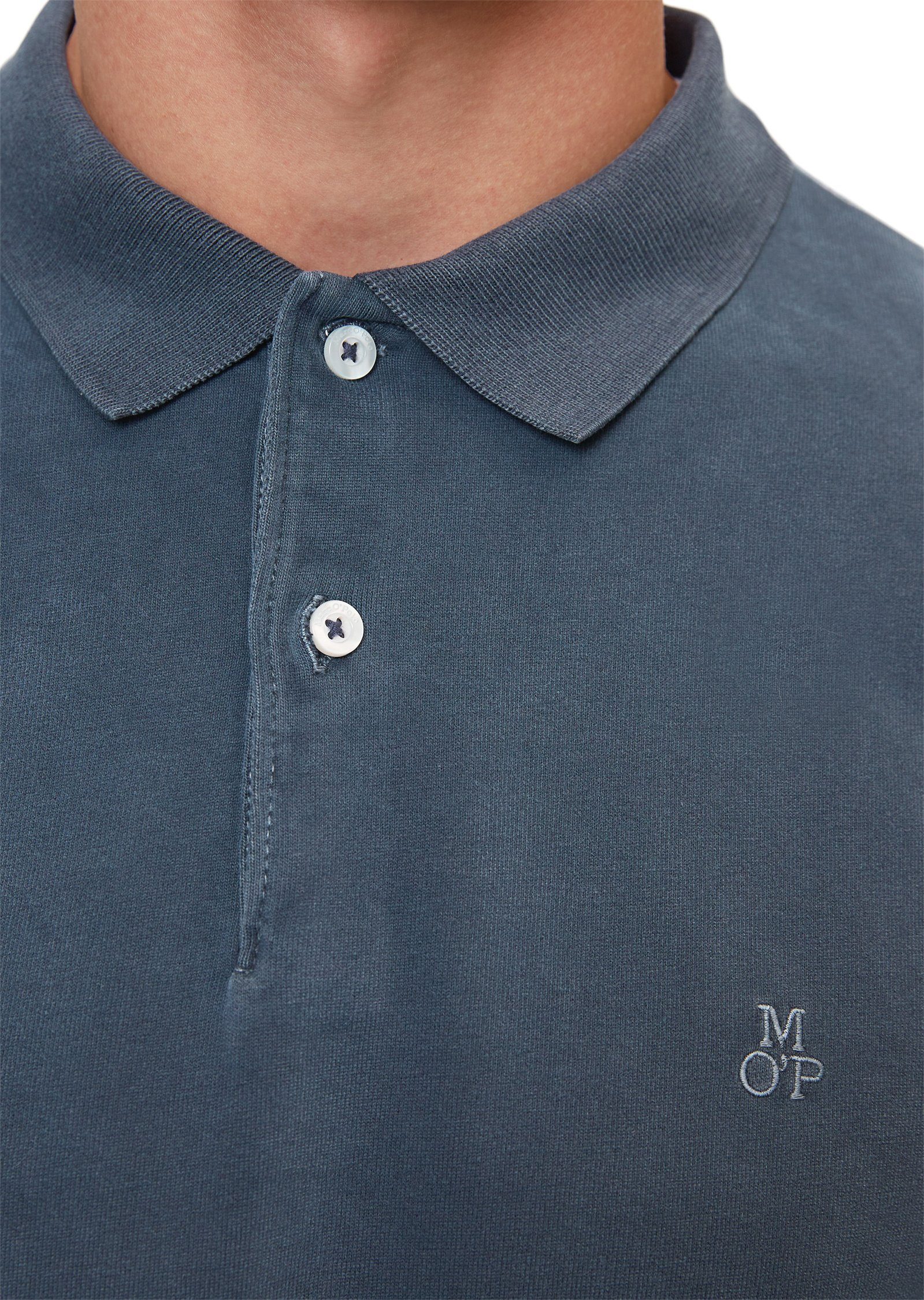 Marc O'Polo Bio-Baumwolle Langarm-Poloshirt blau reiner aus