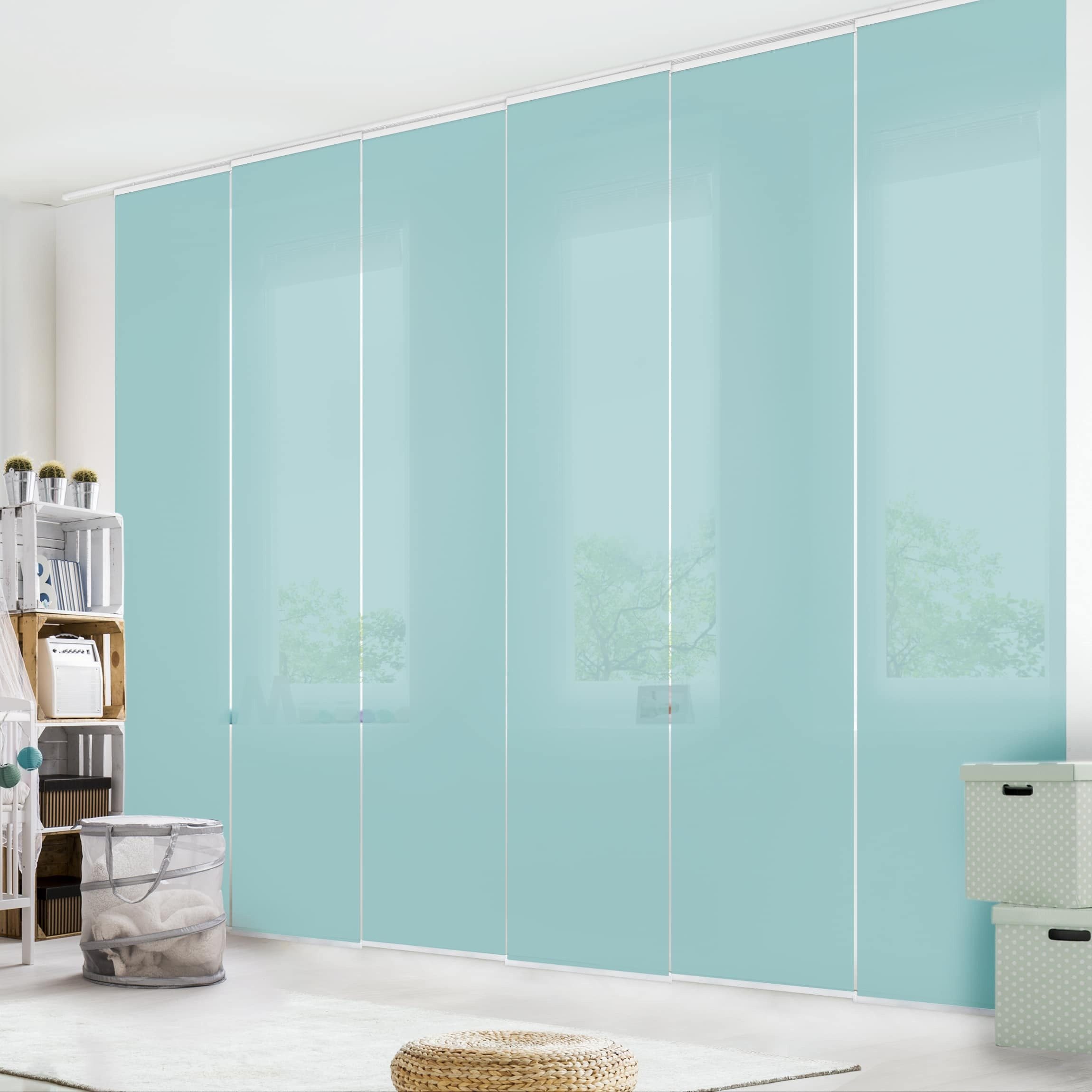 Bilderdepot24 Schiebegardine modern Flächenvorhang blickdicht Pastelltürkis günstig online kaufen