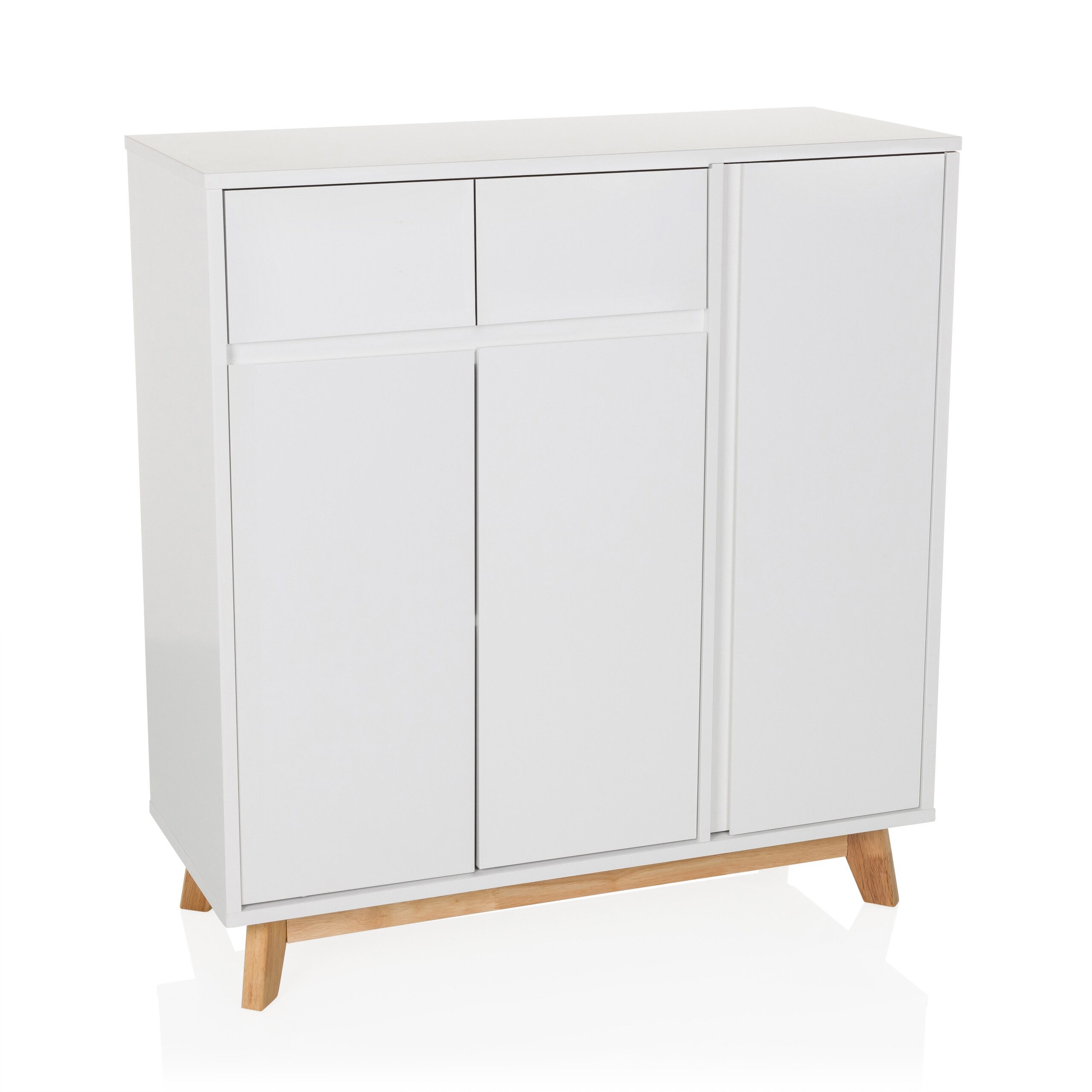 hjh LIVING Kommode ESTHA Sideboard H/B/T: 85.0 x 80.0 x 34.0 cm, Highboard mit 2 Schubladen und 3 Türen, Soft-Close, Verstellbare Böden