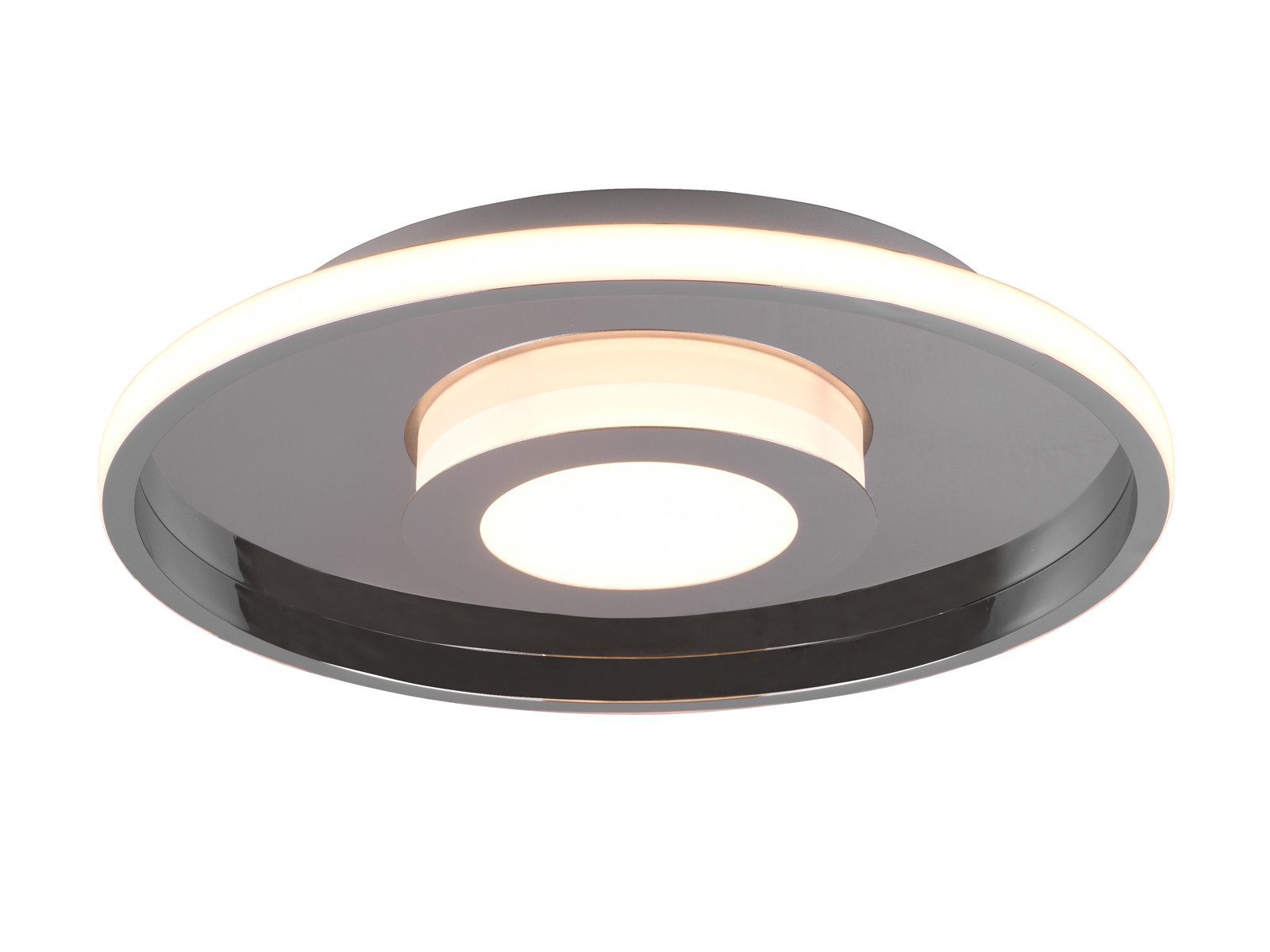 TRIO Leuchten LED Deckenleuchte, Dimmfunktion, LED fest integriert, Stufenweise dimmbar über Schalter, Warmweiß, Flache Bad-Lampe für die Decke, Badezimmerlampe aus Metall, Ø 40cm