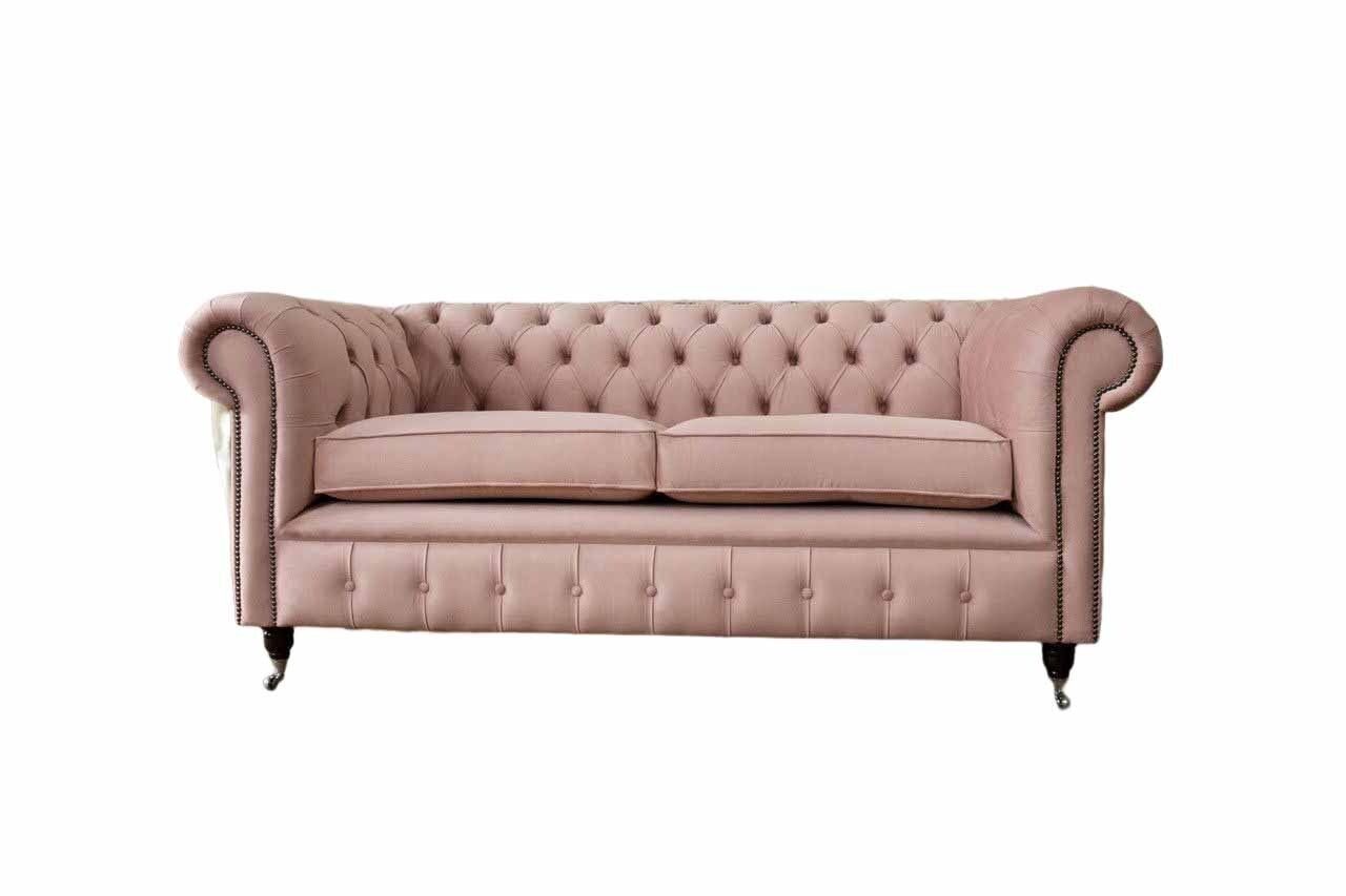 Sofa Luxus Polster 2 Chesterfield, Europe Textil Sofa Stoff Made Couch Sitzer In JVmoebel