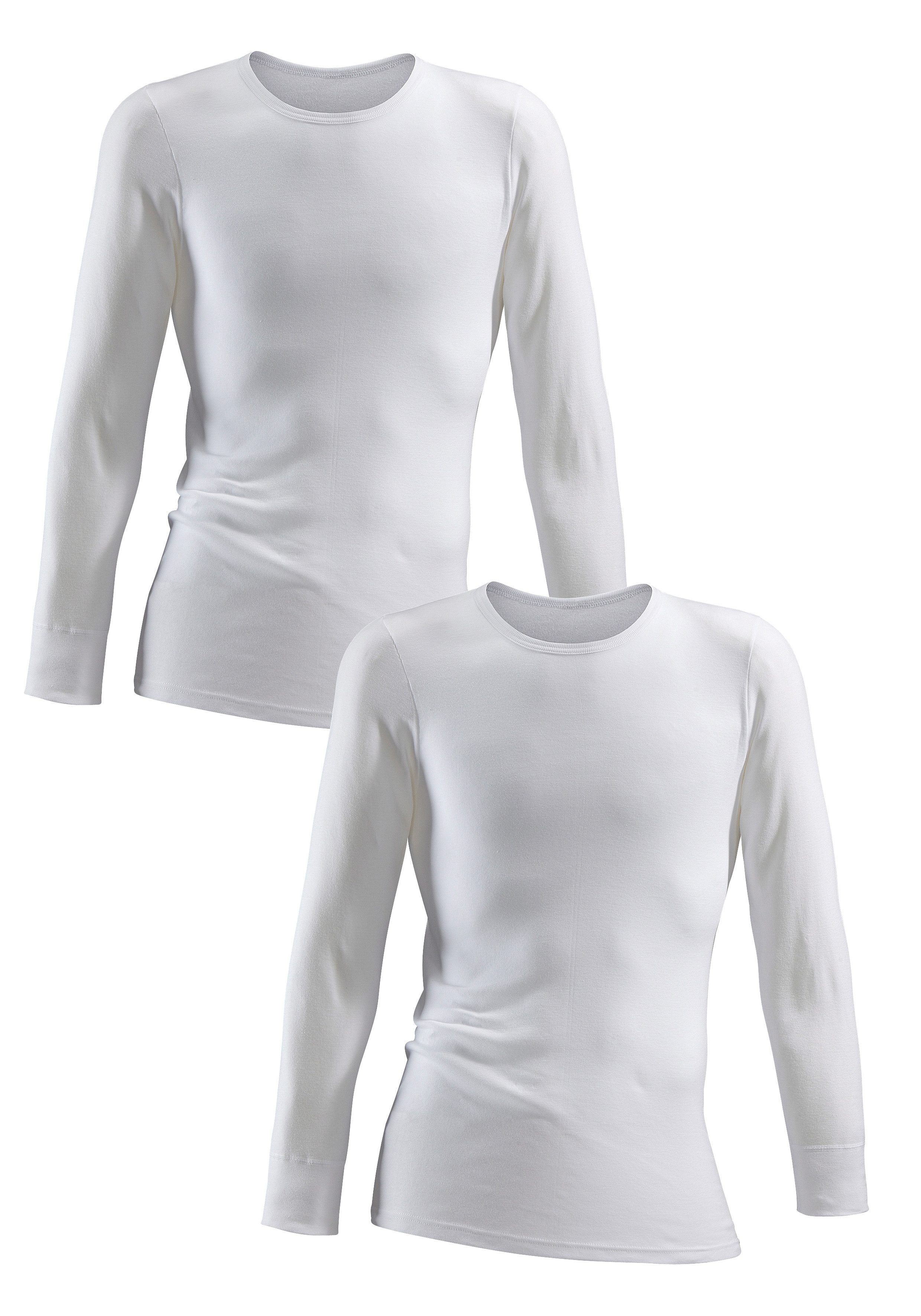 Langarmshirt schlichtes (2-St) in Clipper Unterhemd Feinripp, - Unterziehshirt Basic,