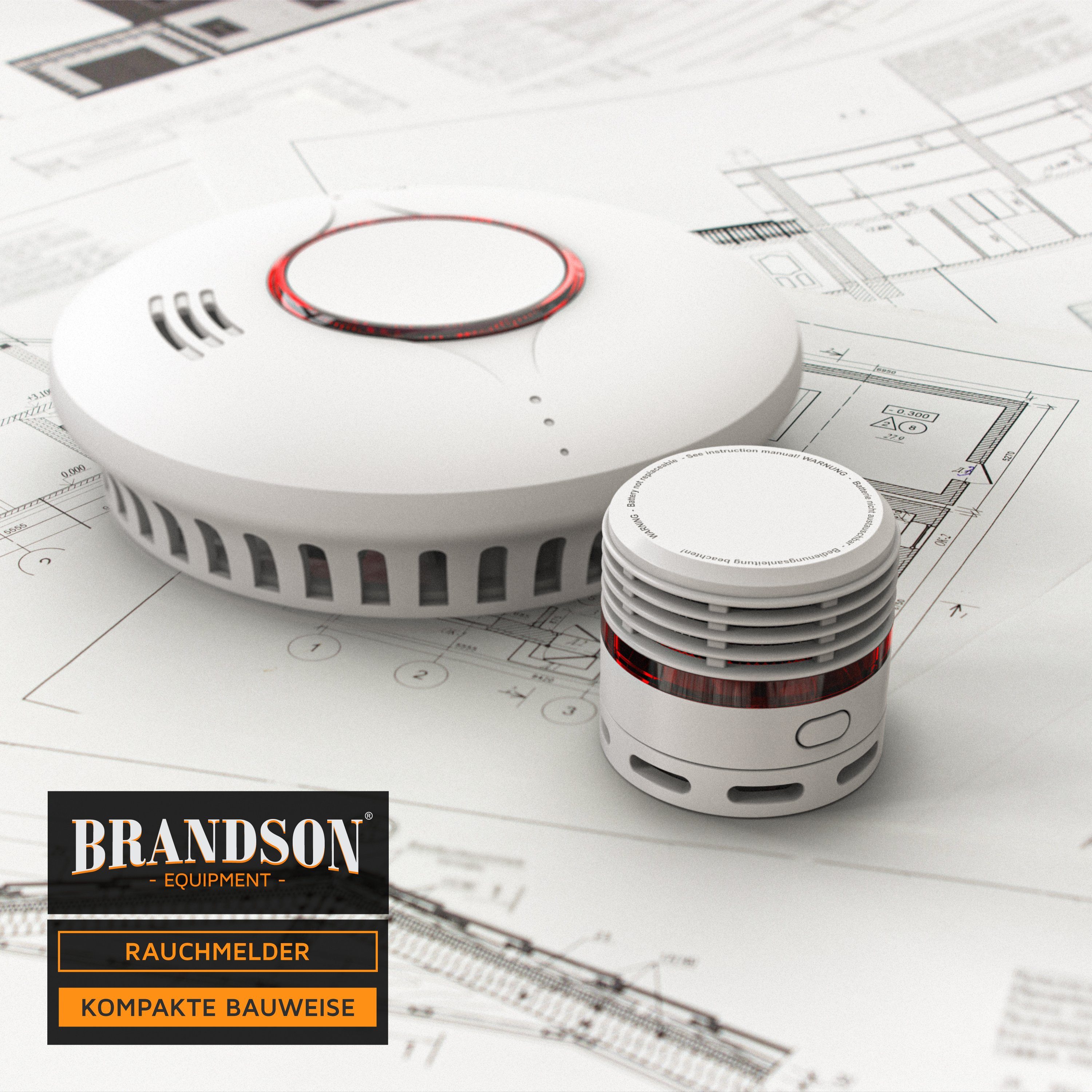 Brandson 85 Jahre Rauchmelder TÜV LED, Batterie, db, Lautstärke (10 Prüftaste, Zertifiziert)