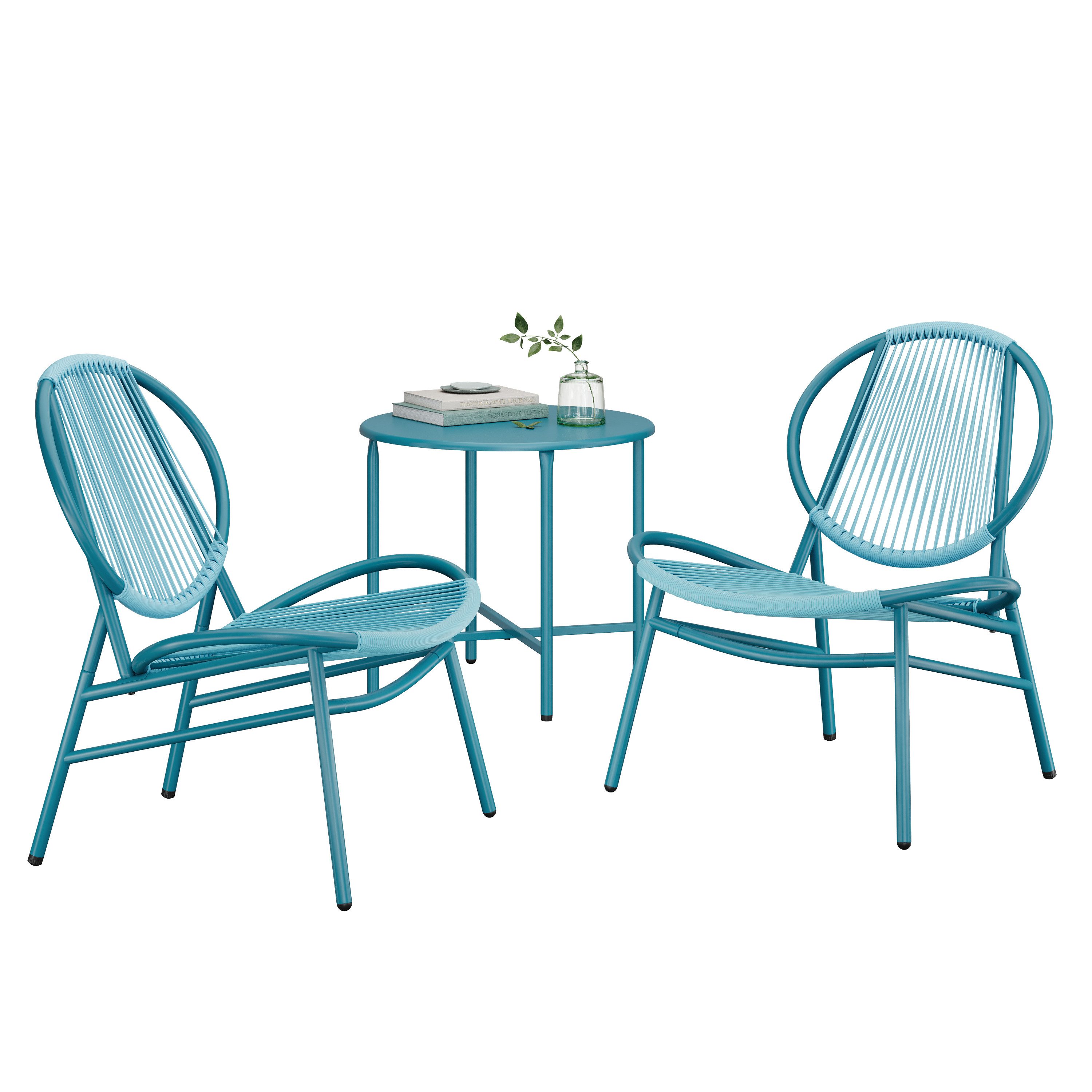 SONGMICS Gartenlounge-Set, (3-tlg), Balkonmöbel, mit Tisch, 2 Stühlen, für Terrasse