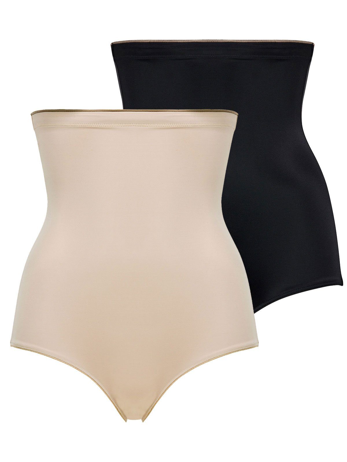 Conturelle Miederhose 2er Pack Damen Maxislip Soft Touch (Spar-Set, 2-St) Silikonband sand-schwarz