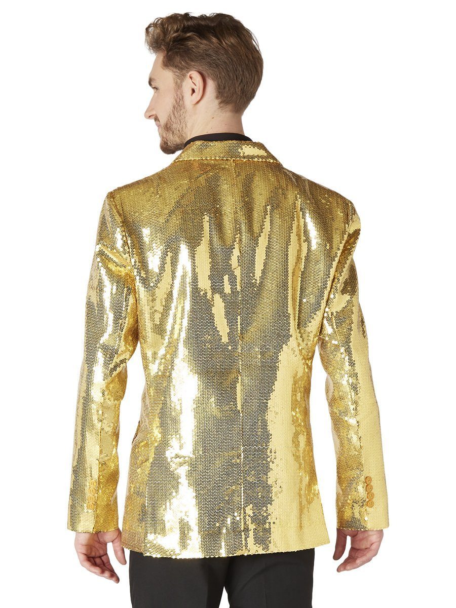 SuitMeister Kostüm SuitMeister Glitzerjacke gold, Eine goldene Discokugel zum Anziehen!