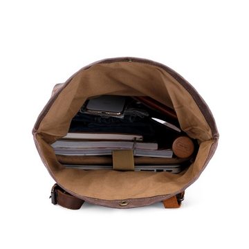 REDOM Laptoprucksack Rucksack Schulrucksack Lederrucksack Reiserucksack Schultertasche (Vintage Schultertasche Notebook Laptop Tasche Schule Uni Rucksack, Backpack mit Laptopfach, für bis 17,3-Zoll Laptop, Echtleder, Canvas), für Herren Damen Jungen Teenager Freizeit Arbeit Business Reisen