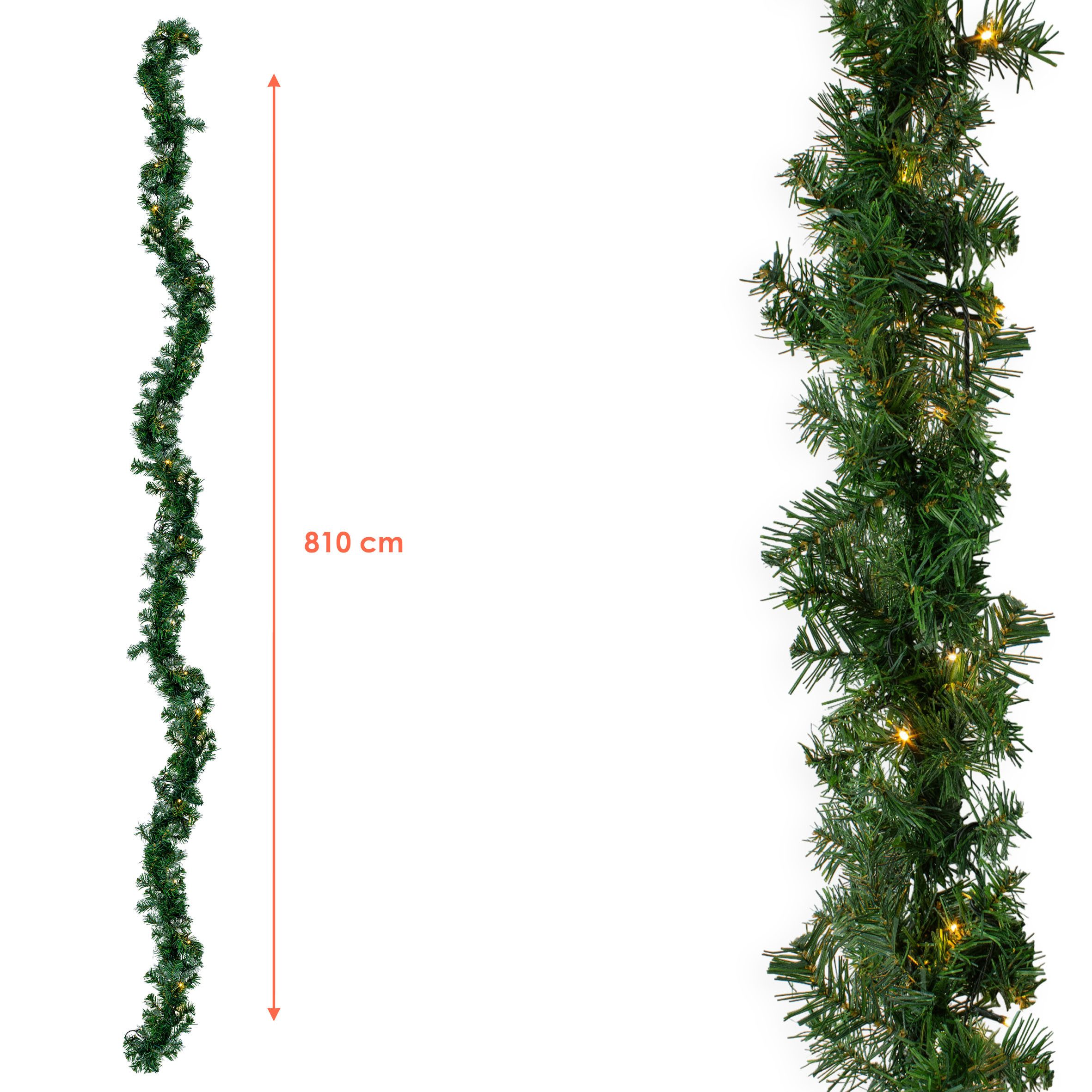 Spetebo LED-Girlande Weihnachtsgirlande 810cm - 100 LED / Timer, 100-flammig, Timer Funktion