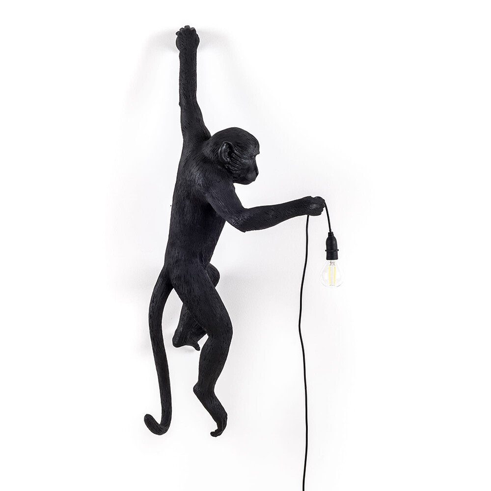 Seletti Außen-Wandleuchte Monkey hängend linke Hand Schwarz