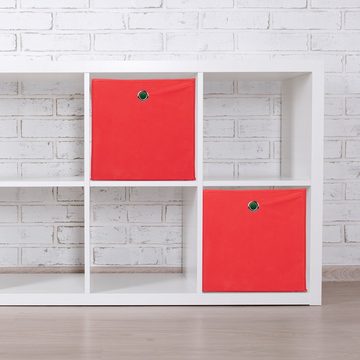 relaxdays Aufbewahrungsbox 4 x Aufbewahrungsbox Stoff rot