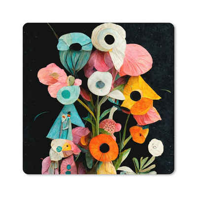 MuchoWow Gaming Mauspad Blumenstrauß - Vase - Blumen - Farben (1-St), Gaming, Rutschfester Unterseite, Mausunterlage, 80x80 cm, XXL, Großes