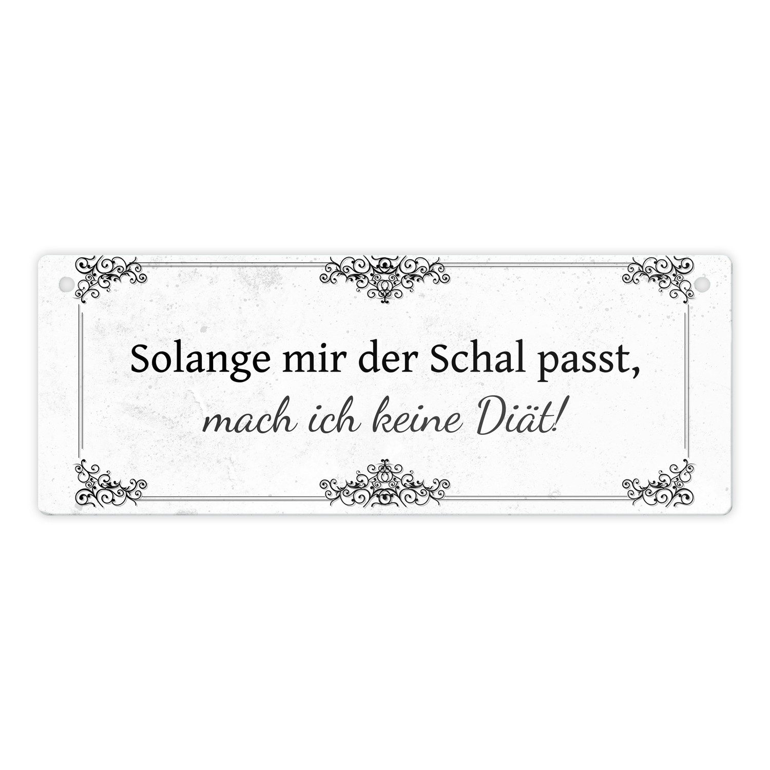 Metallschild Diät Spruch Metallschild in Weiß