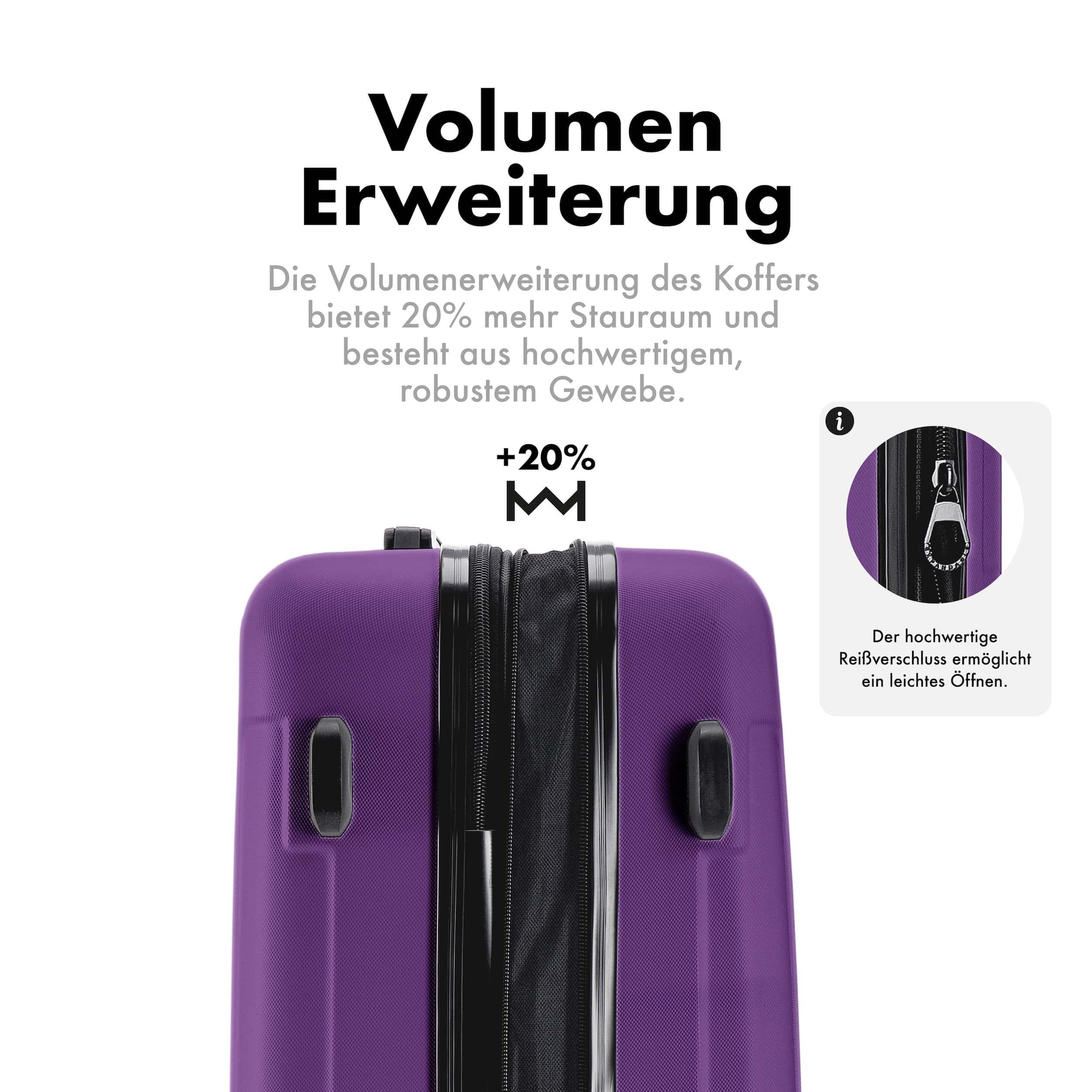 Flexot Hartschalen-Trolley F-3045 (Gr. M, L, XL) – Kofferset – ABS-Hartschale, 4 Rollen, Robuster und moderner Koffer mit vier 360° Rollen und Zahlenschloss – Bild 3 von 5