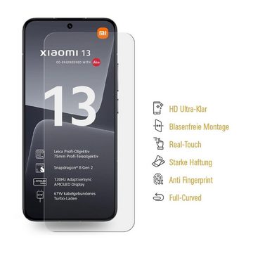 Protectorking Schutzfolie 4x Displayschutzfolie für Xiaomi 13 3D KLAR FULL COVER PREMIUM Display, (4-Stück), flexible Displayschutzfolie, PREMIUM QUALITÄT 3D-KLAR