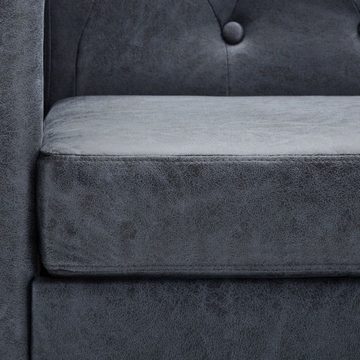 vidaXL Sofa Chesterfield-Sofa 2-Sitzer Kunstwildleder Grau