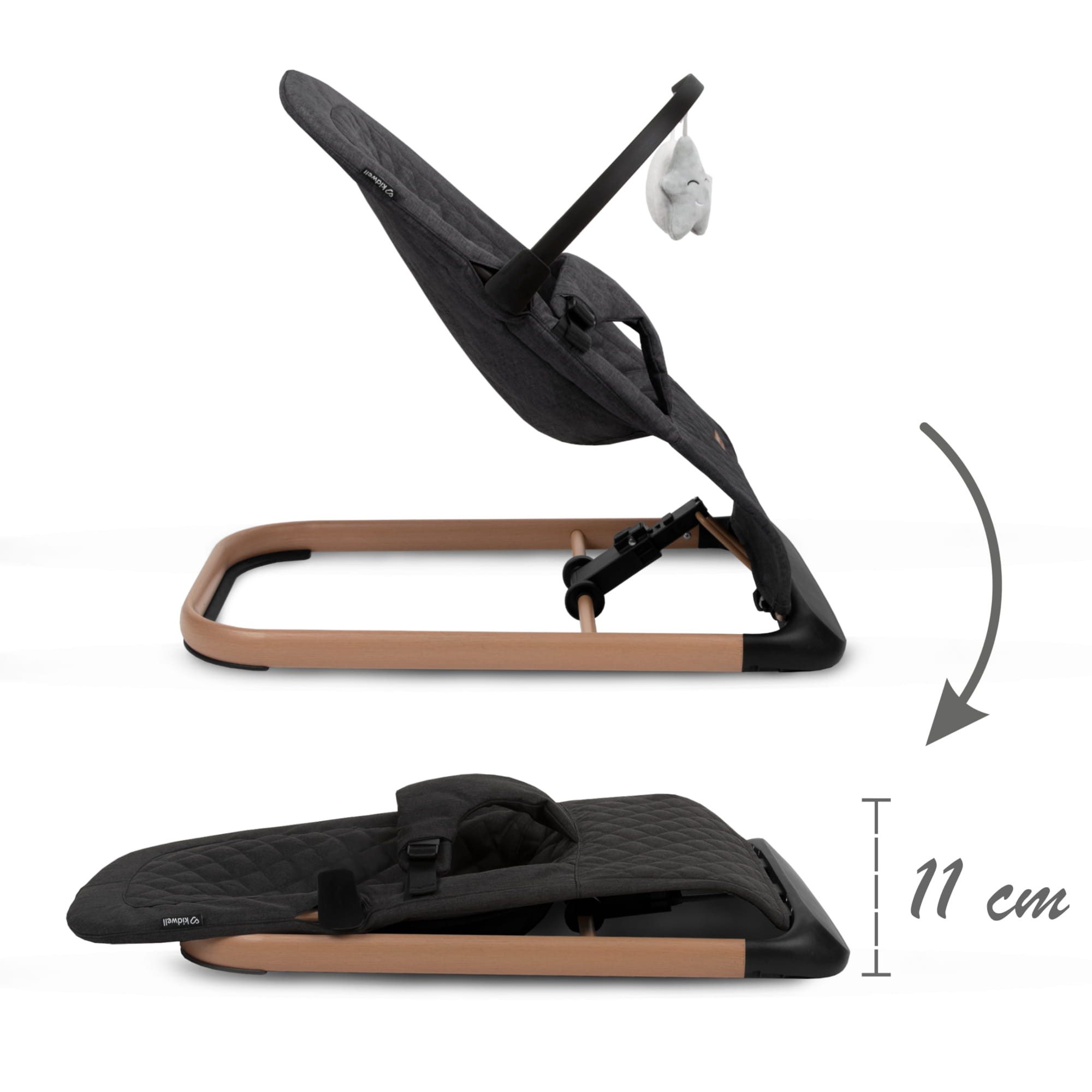 COIL Babywippe Baby Bouncer, Babyschaukel, Schaukelstuhl, 3-Stufen-Verstellung, Anti-Rutsch-Elemente, ergonomische Polsterung