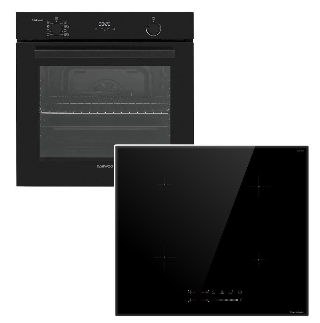 Daewoo Backofen-Set Einbauherd Pyrolyse + keenberk Induktionskochfeld Booster Touch-Slider, Pyrolyse-Selbstreinigung