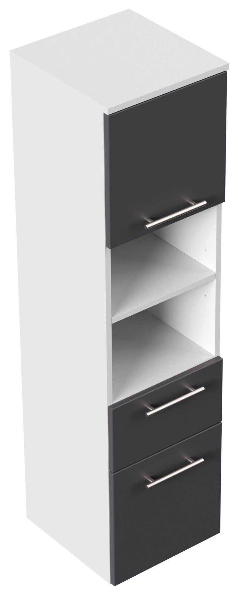 Magnolia Home Hängeschrank Hochschrank SANTINI 135cm weiss matt mit Fronten in anthrazit