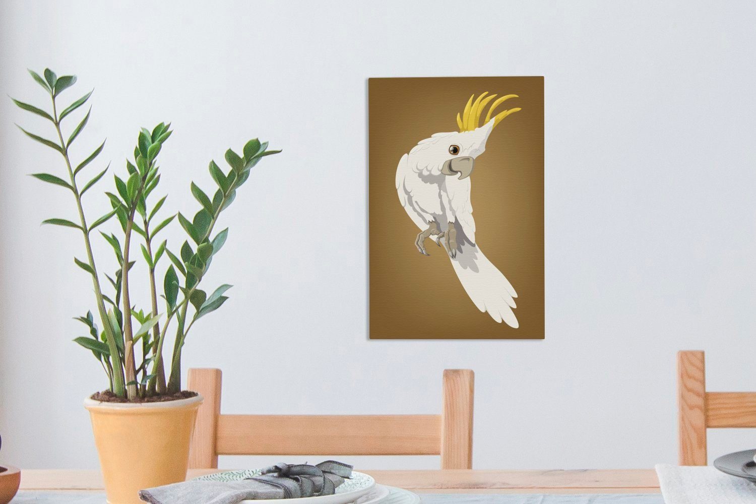 Eine Leinwandbild Illustration OneMillionCanvasses® eines Leinwandbild bespannt St), Papageis, 20x30 Zackenaufhänger, cm weißen inkl. Gemälde, (1 fertig