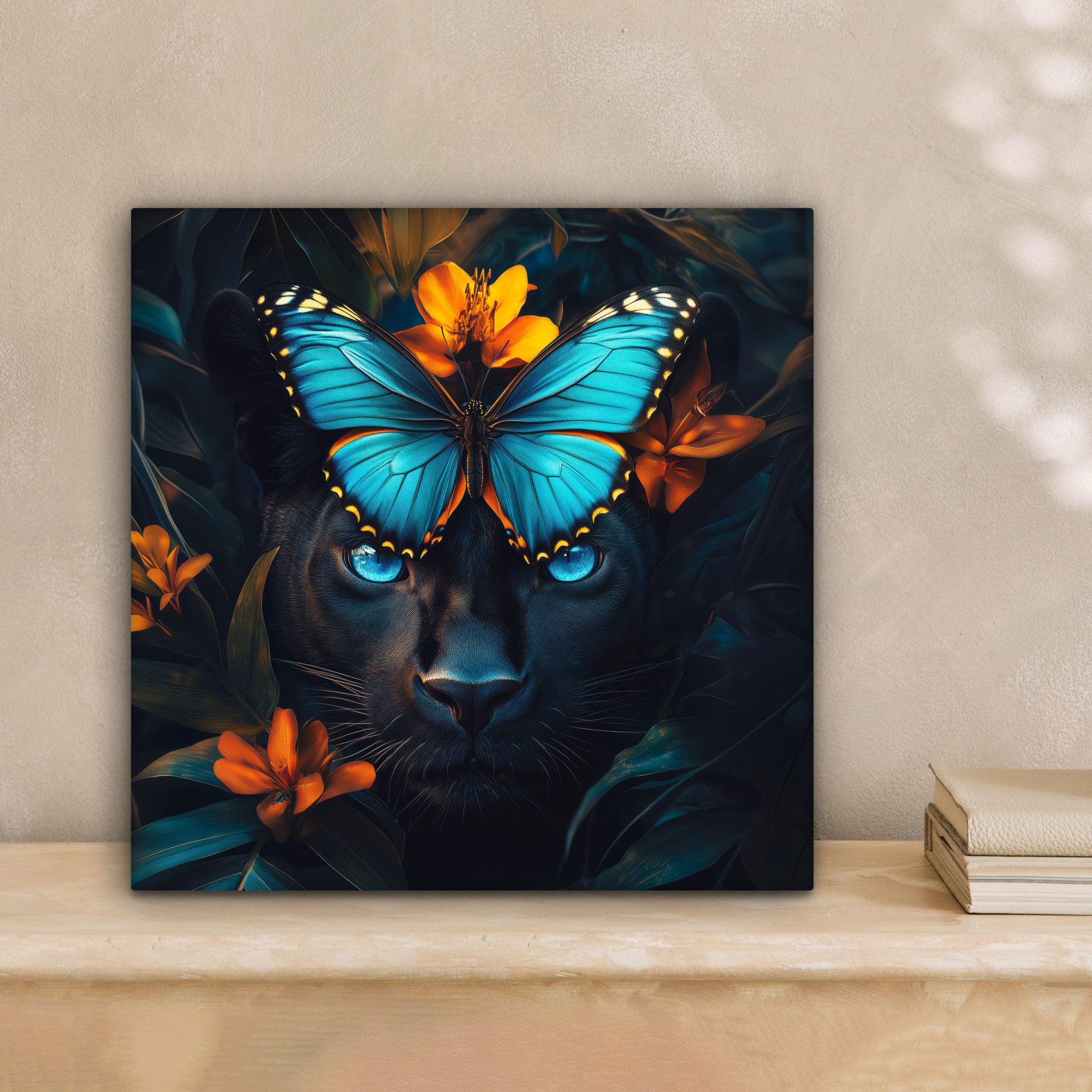 OneMillionCanvasses® Leinwandbild Panther - Schmetterling - günstig online kaufen