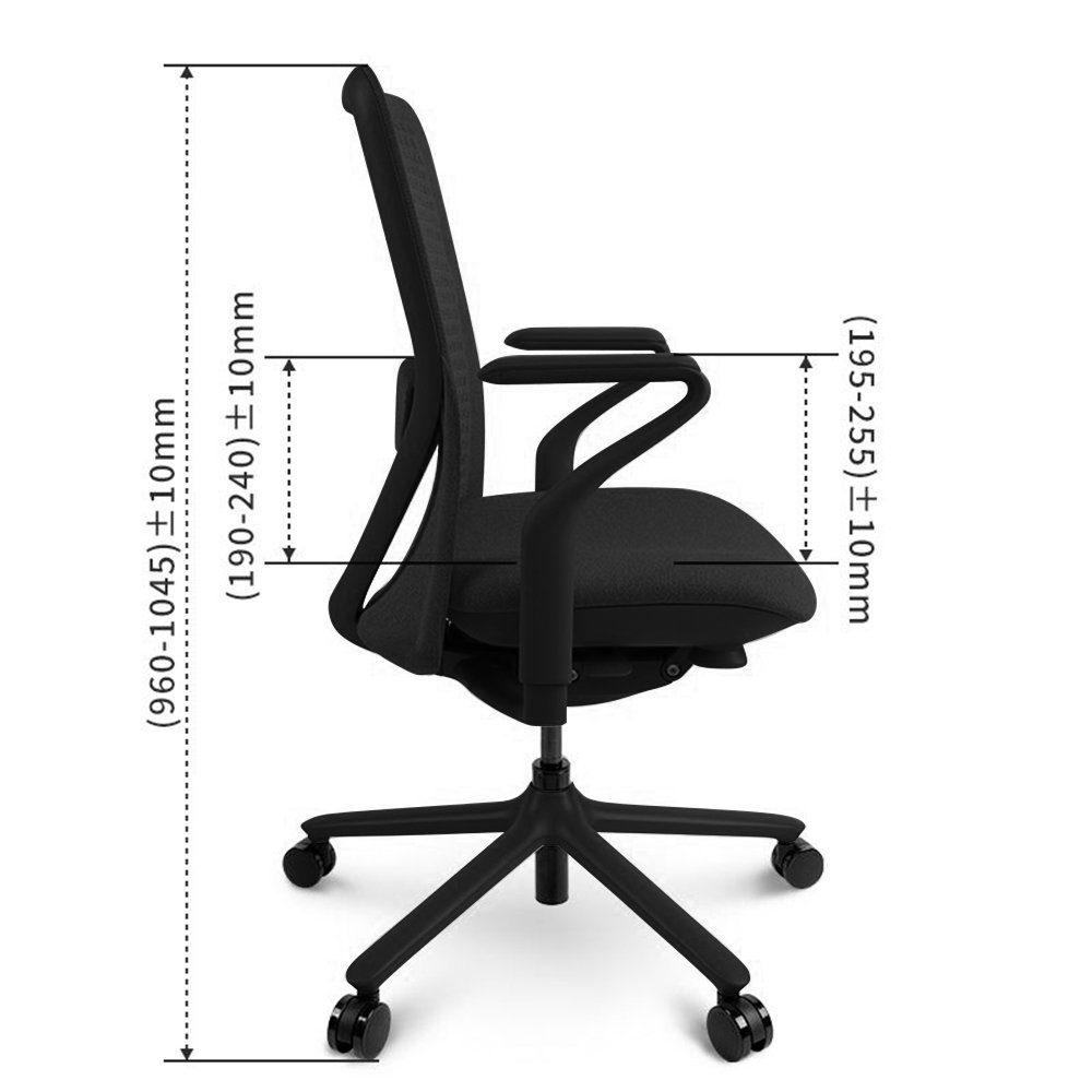 Stuhl BS13 schwarz Armlehne), (BackSupport FLEXISPOT Schreibtischstuhl, Computerstuhl Chefsessel mit Bürostuhl BS13, Bürostuhl bequemer